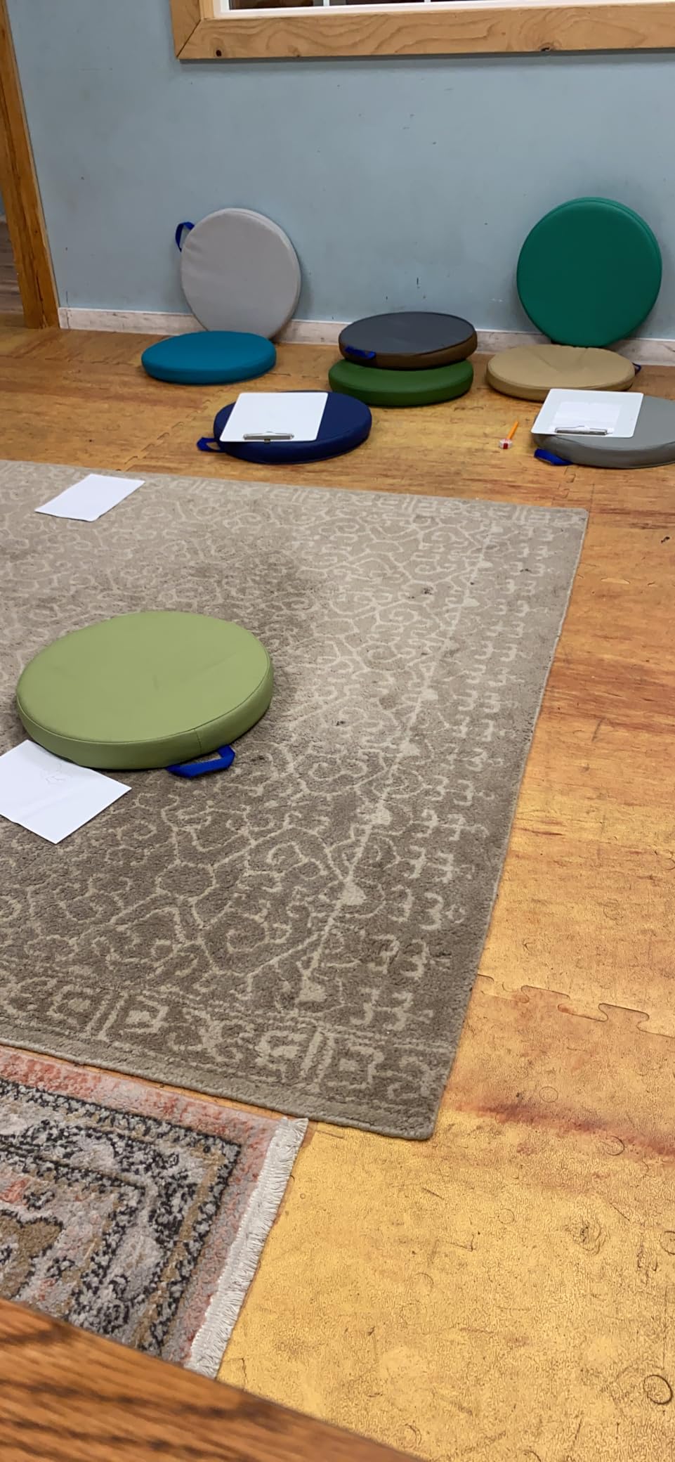 Factory Direct Partners SoftScape 15 inch Round Classroom Floor Cushions with Handles; Flexible Seating for Daycare, Preschool, Playroom; 2 inch Thick Deluxe Foam (6-Piece) - Contemporary, 11232-CT customer photo 2
