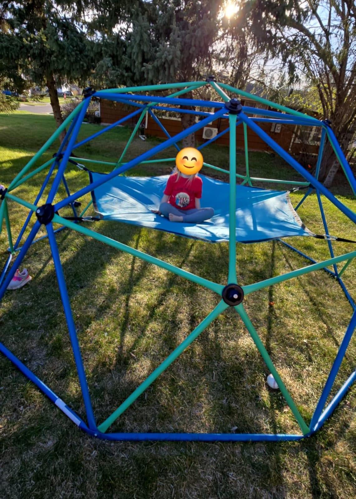Zupapa 10FT Climbing Dome, Outdoor Jungle Gym for Kids with Climbing Grip - Geometric Dome Climber Supports 1000LBS Outdoor Playset and Easy Assembly Outdoor Play Equipment for Kids (Blue, 10FT) customer photo 2