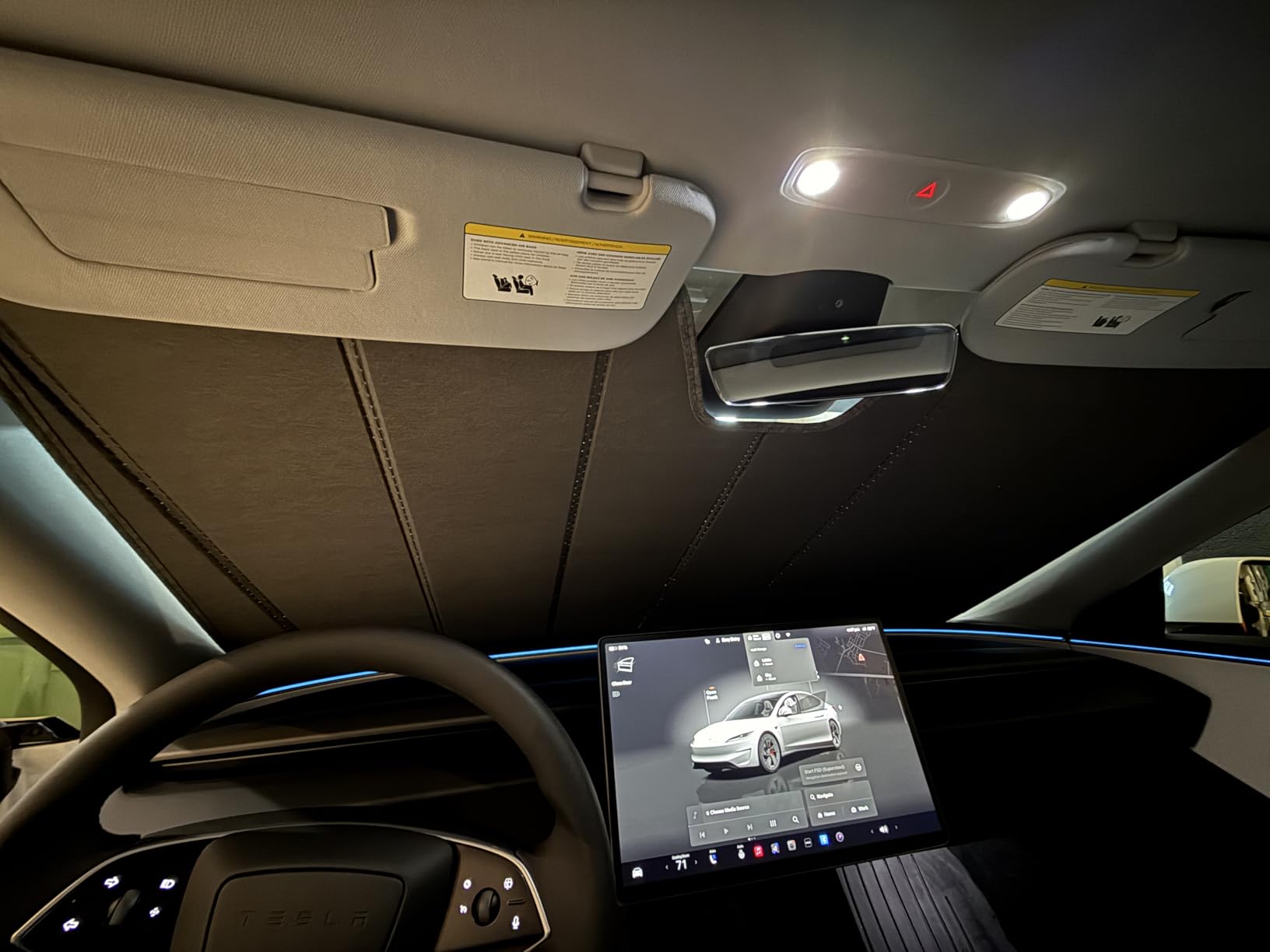 Covercraft UVS100 Custom Windshield Sunscreen for 2017-2026 Tesla 3 - Silver customer photo 2