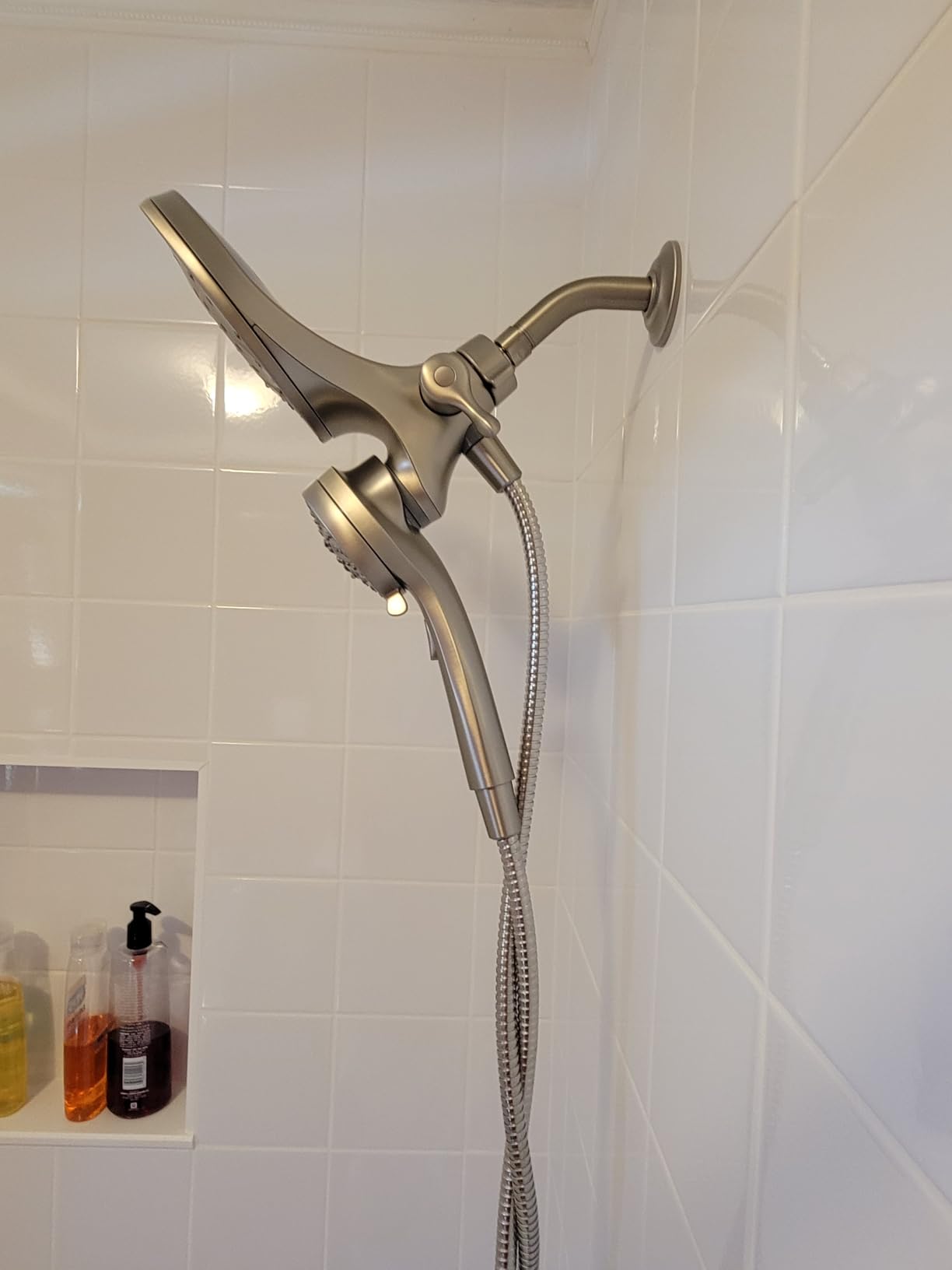 Moen 82304SRN Engage Magnetix Tub & Shower Trim Kit, Brushed Nickel | Magnetic docking, 6 spray settings, rainshower combo, metal hose, valve included, brushed nickel customer photo 2