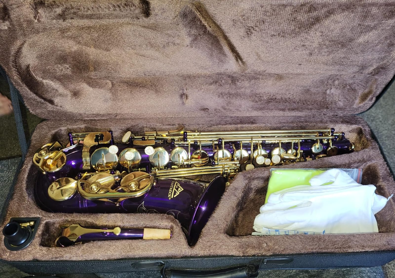 EASTROCK E Flat Alto Saxophone Blue/Golden Sax for Beginners and Students | Alto Sax Kit-Carrying Case, Mouthpiece, Reeds, Cushion Pads, Cleaning Kit, Gloves, Neck Strap for Practice & Performance customer photo 2