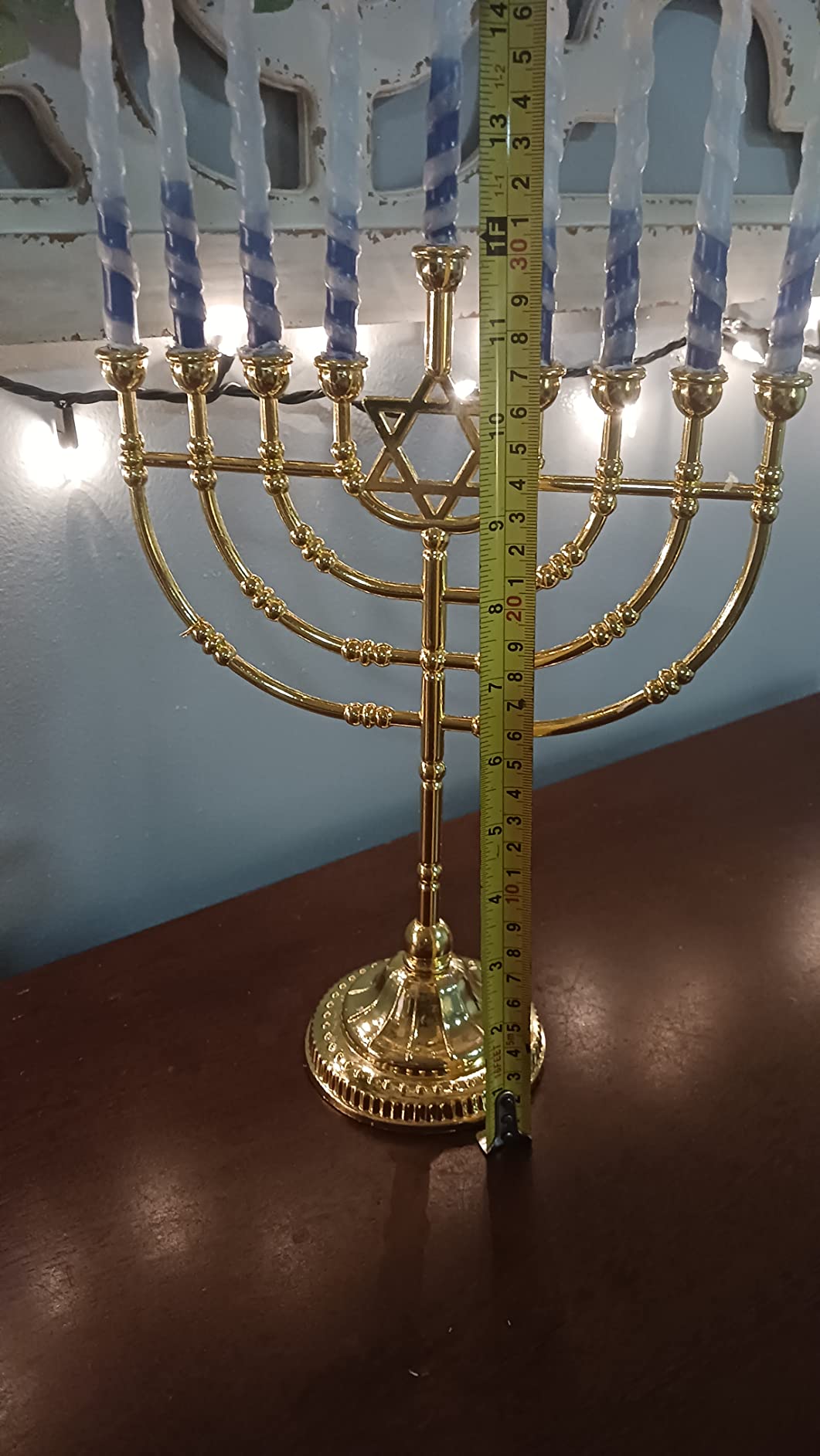 Ner Mitzvah Traditional Bronze Candle Menorah - Chanukah Candles - 9