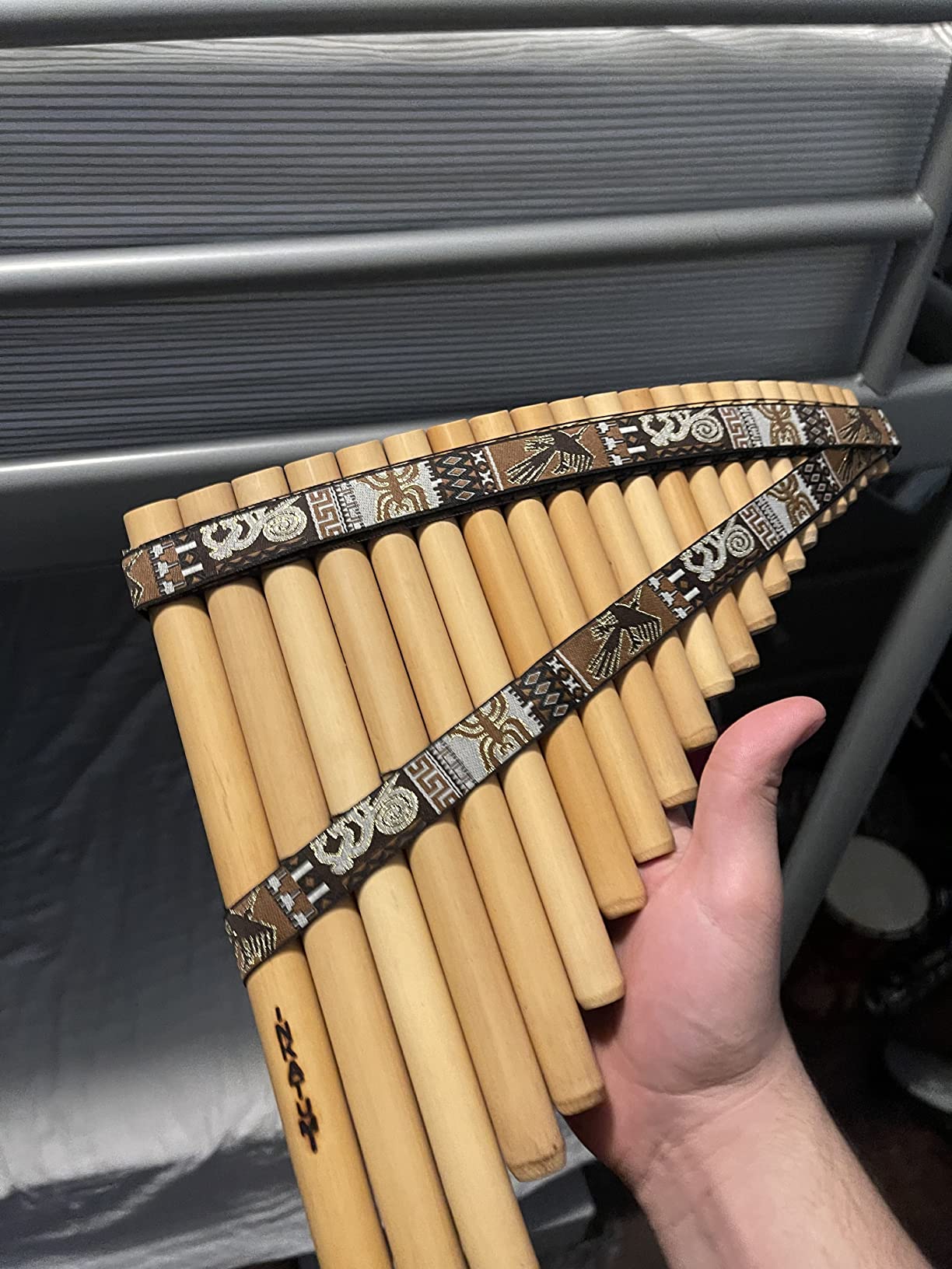 Bamboo Pan Flute 22 Pipes Natural Bamboo Nazca Lines Design From Peru - Case Included customer photo 1