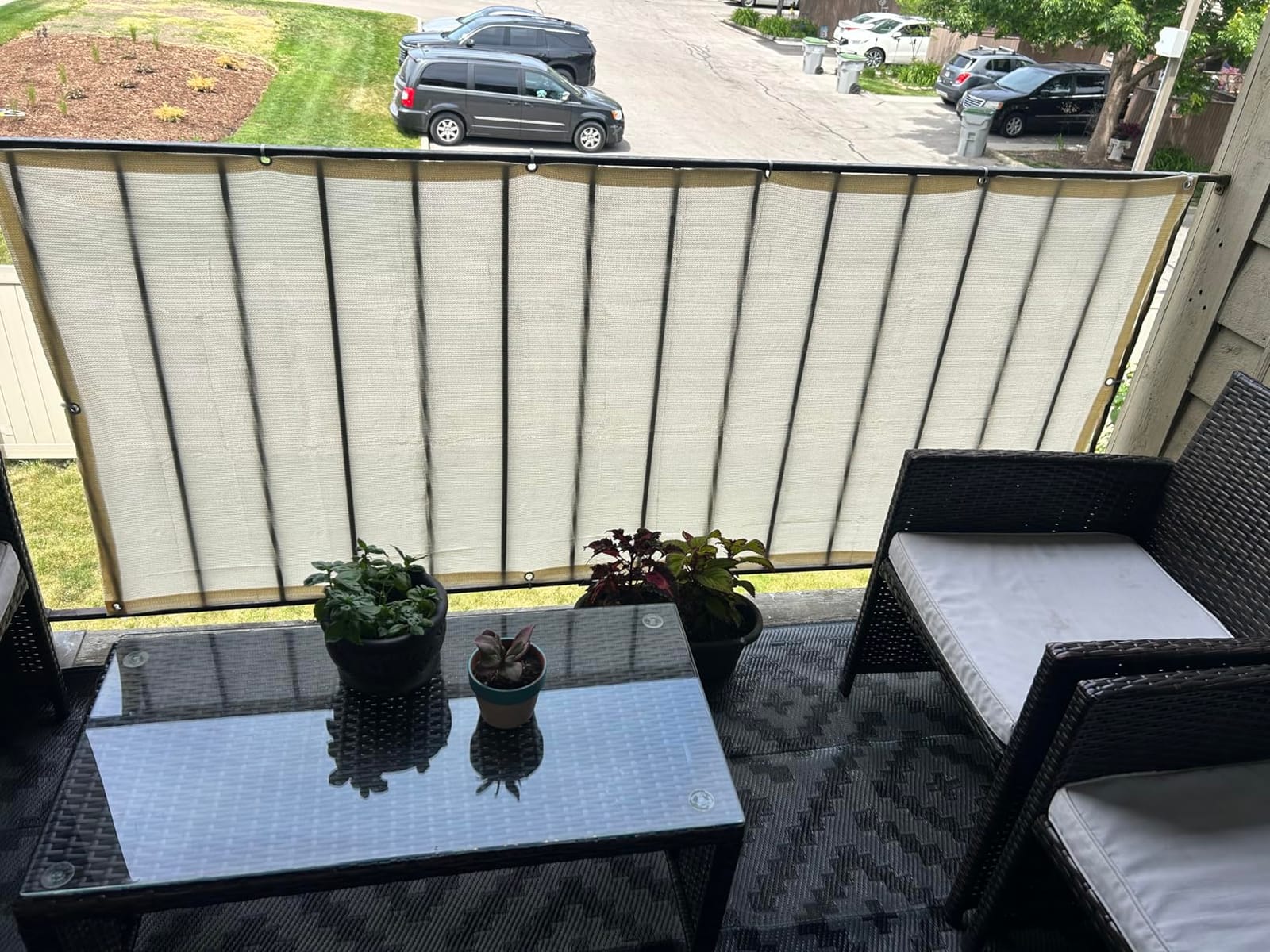 LOVE STORY 3' x 10' Balcony Privacy Screen Cover for Apartment, Dark Grey | HDPE Fabric, 95% UV Block, Fence Cover for Patio Deck, Railing Screen for Porch, Privacy Protective, Custom Size Available customer photo 1