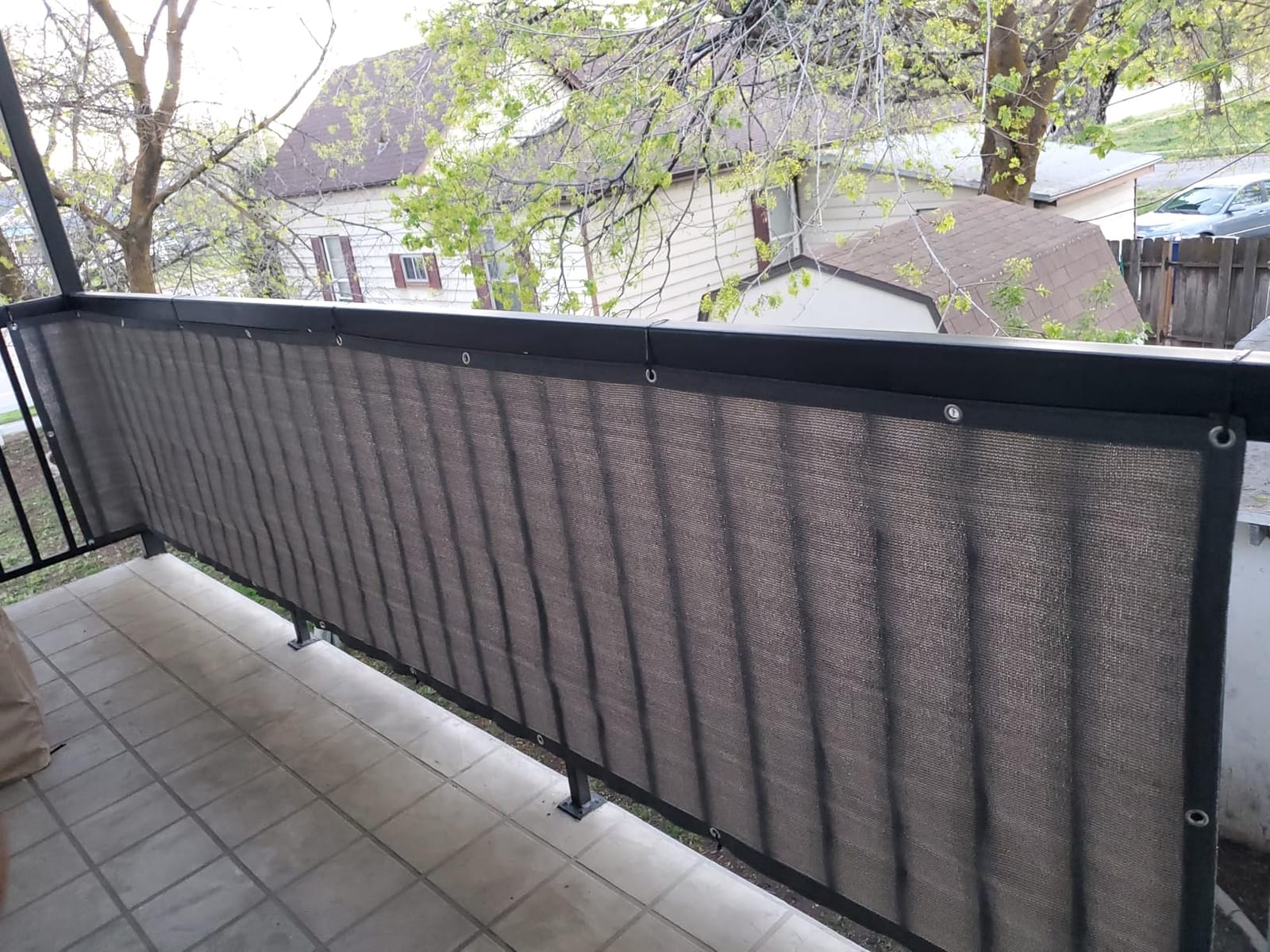 LOVE STORY 3' x 10' Balcony Privacy Screen Cover for Apartment, Dark Grey | HDPE Fabric, 95% UV Block, Fence Cover for Patio Deck, Railing Screen for Porch, Privacy Protective, Custom Size Available customer photo 2