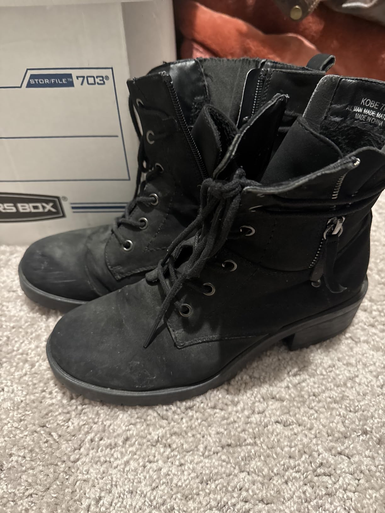 Dunes Women's Kobe Heeled Combat Boots - Lace-Up with Side Zipper, Memory Foam Insoles, Faux Fur Lining, Vegan Nubuck Leather, Wide Widths Available customer photo 2