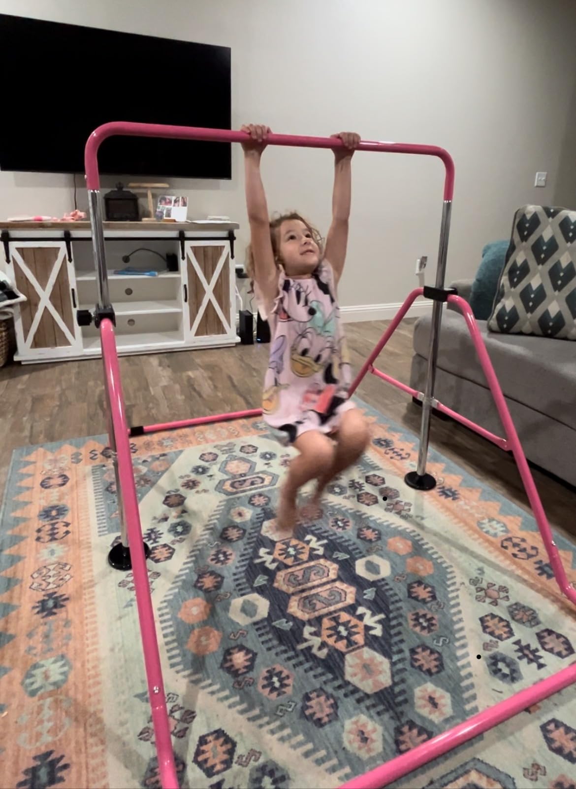 WATBKHE Gymnastics Bars for Kids Gymnastic Equipment | Adjustable Height, Foldable Structure, Stable Load Support, Triangular Base, Thickened Steel Tubes for Indoor & Outdoor customer photo 1