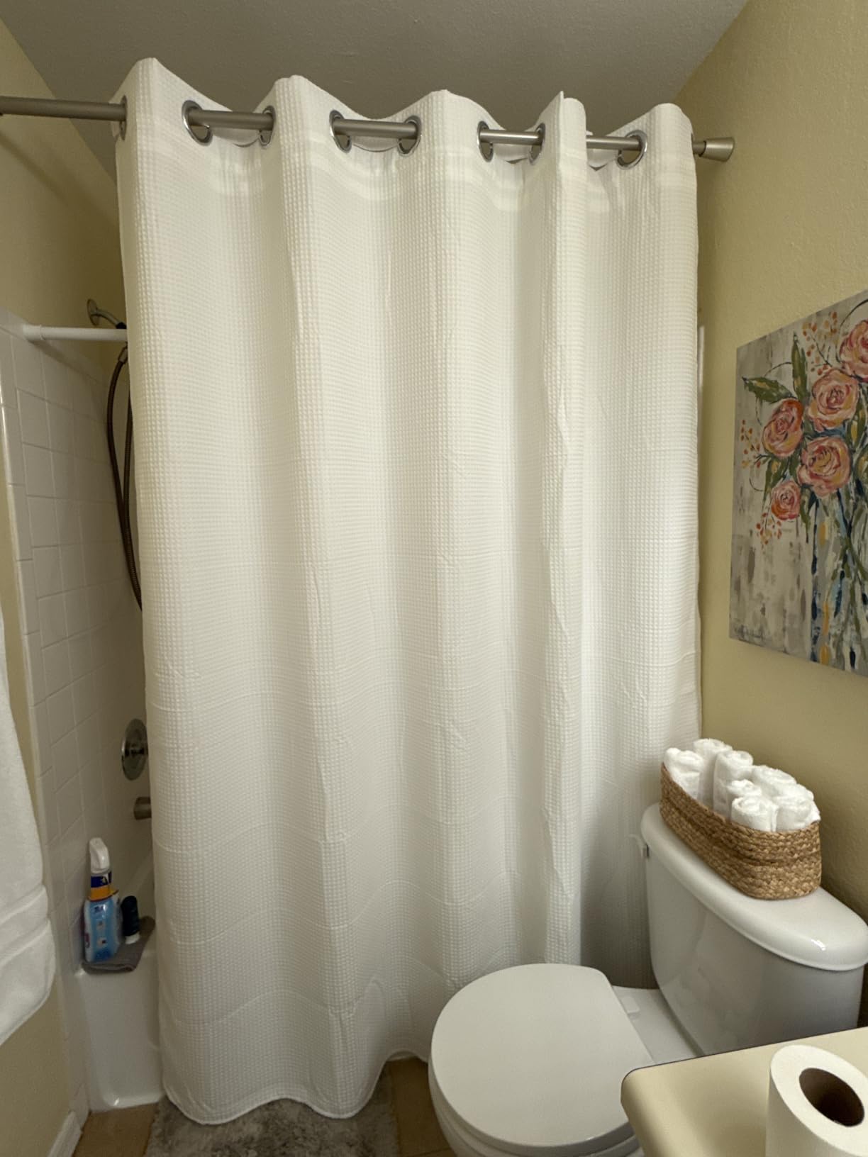 River Dream Cotton Blend No Hook Shower Curtain with Liner, White, 71Wx74L customer photo 2