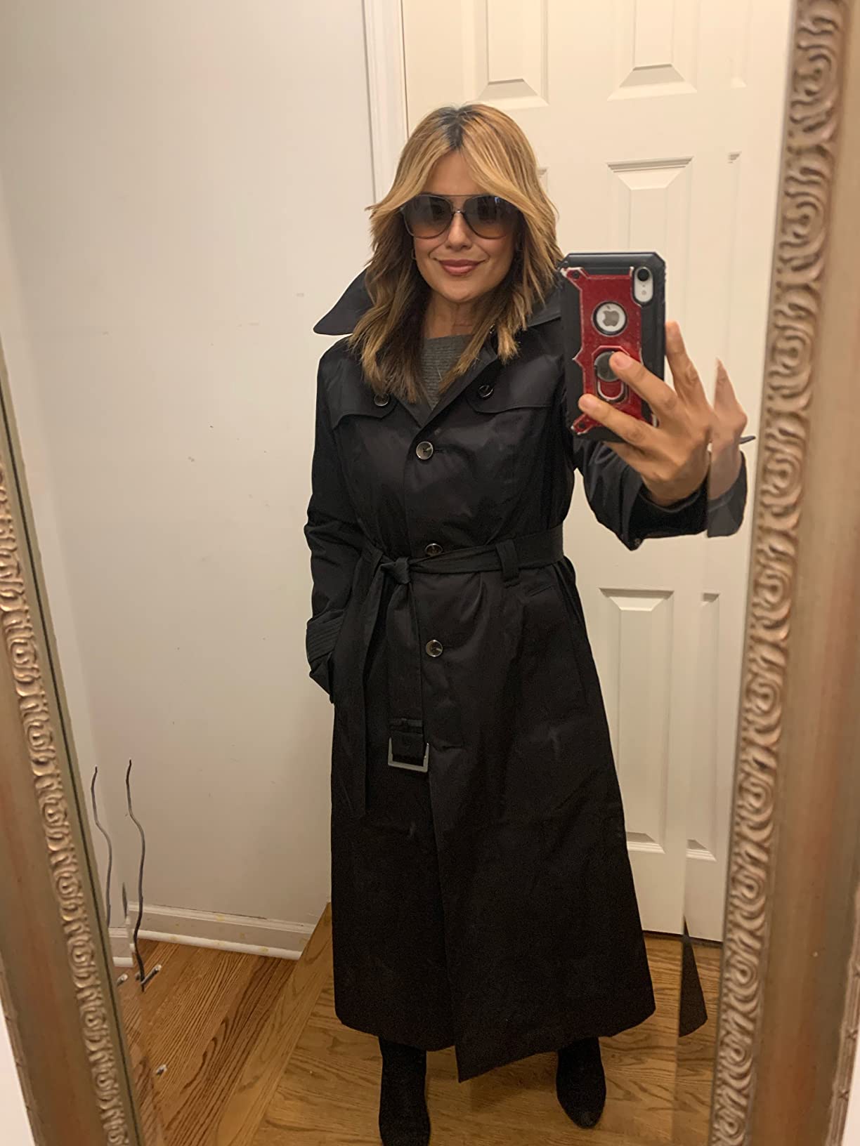 LONDON FOG womens Single Breasted Long Trench Coat With Epaulettes and Belt customer photo 1