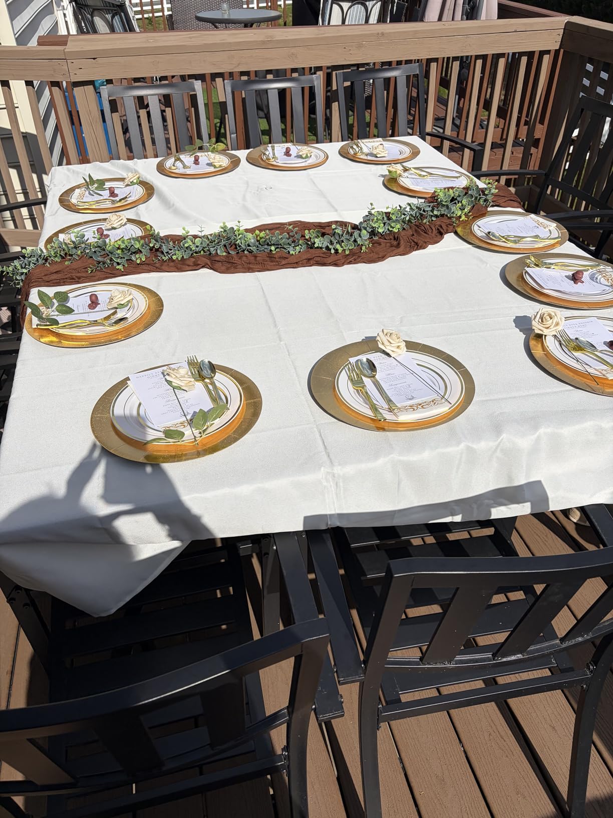 Gold Charger Plates 24 Pack 13 Inch Disposable Round Paper Chargers | Heavy Duty Round Table Placemats for Wedding Reception customer photo 2