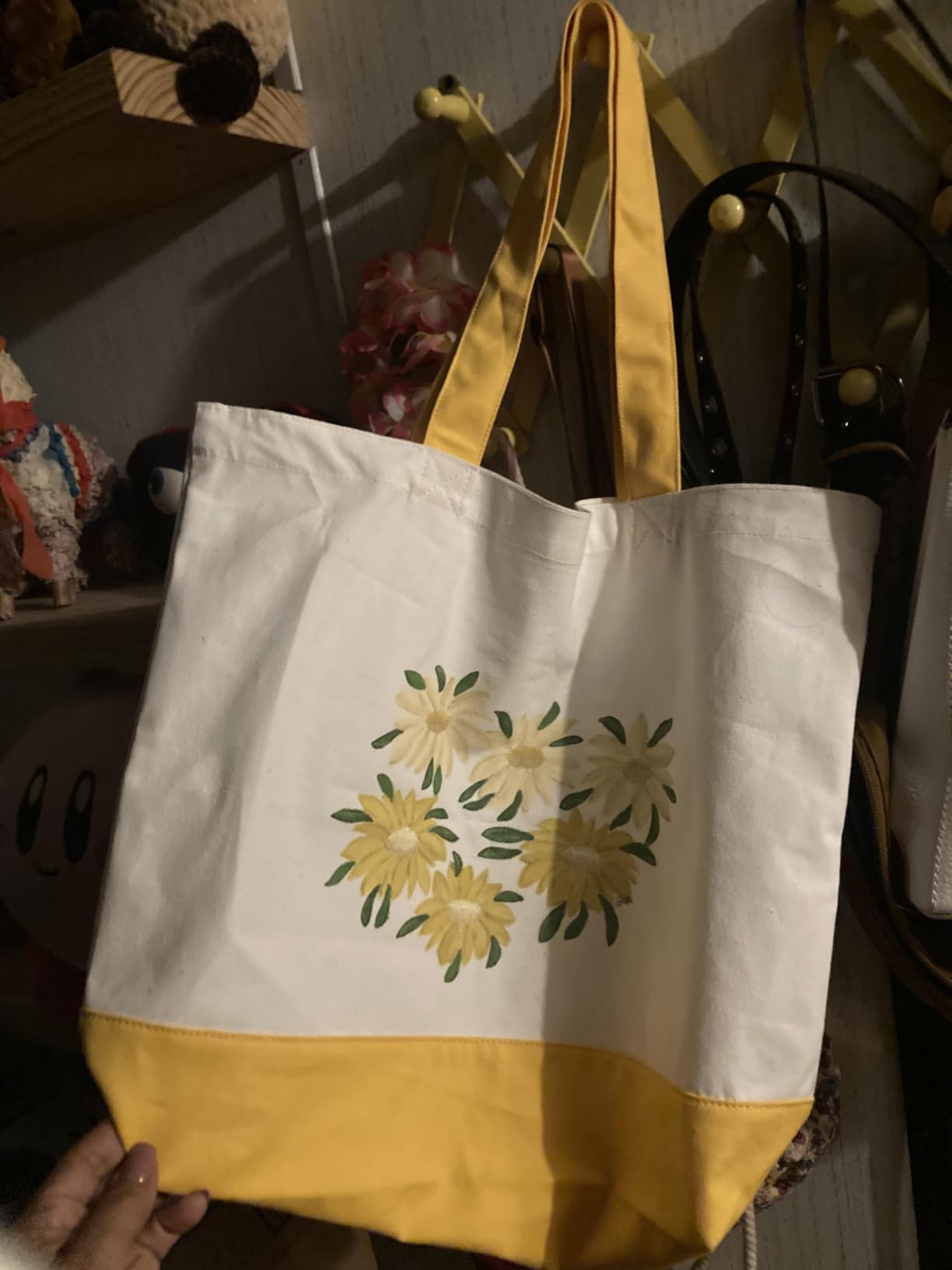 TOPDesign Canvas Tote Bag with an External Pocket, Reusable Grocery Shopping Bag, Top Zipper Closure, Daily Essentials (Black/Natural Pack of 1) customer photo 1