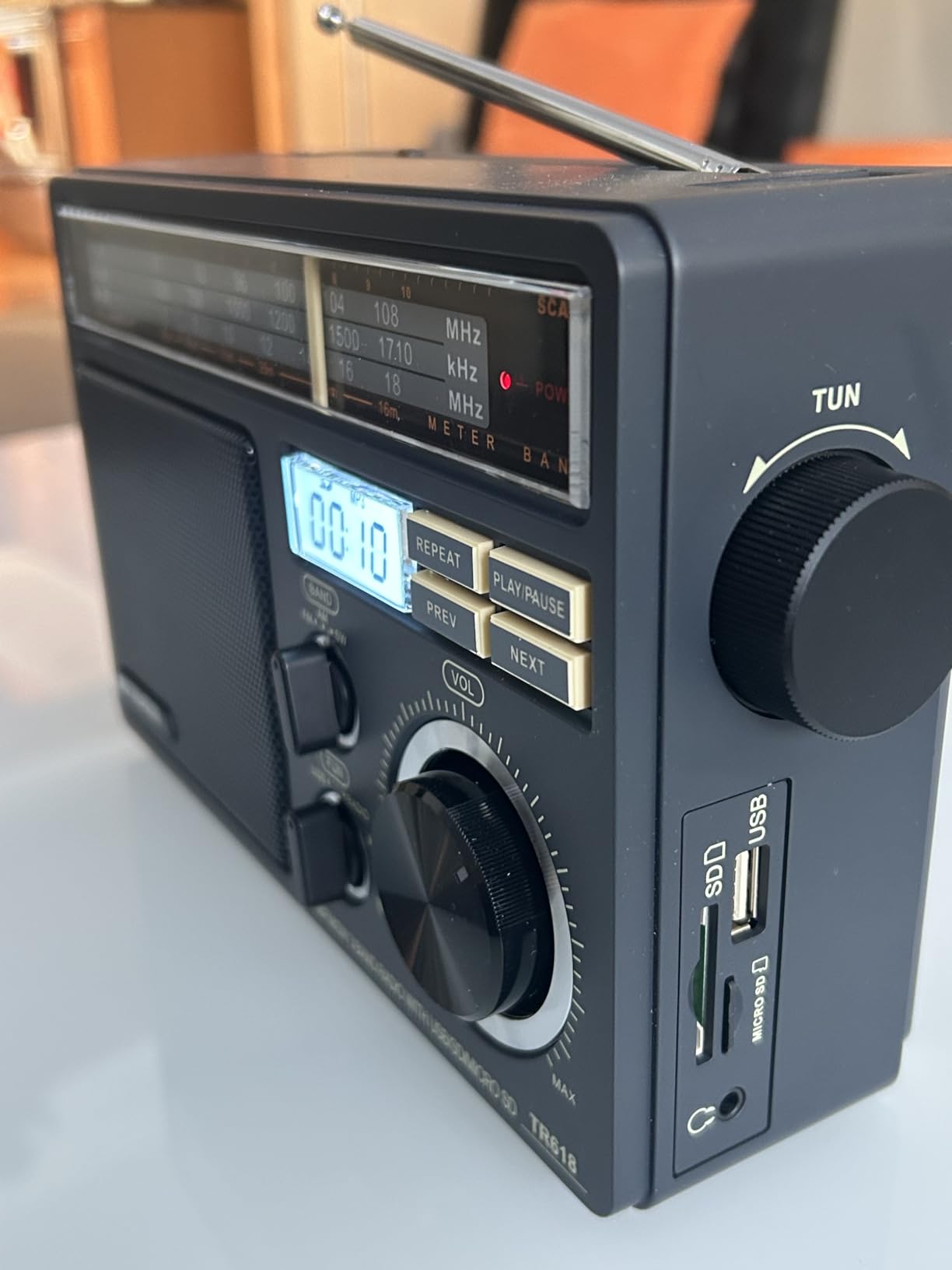 Retekess TR618 AM FM Radio Plug in Wall, Portable Shortwave Radios, Support SD, Micro SD and USB Flash Drive, AM FM Radios with Best Reception for Home Kitchen or Drive in customer photo 2