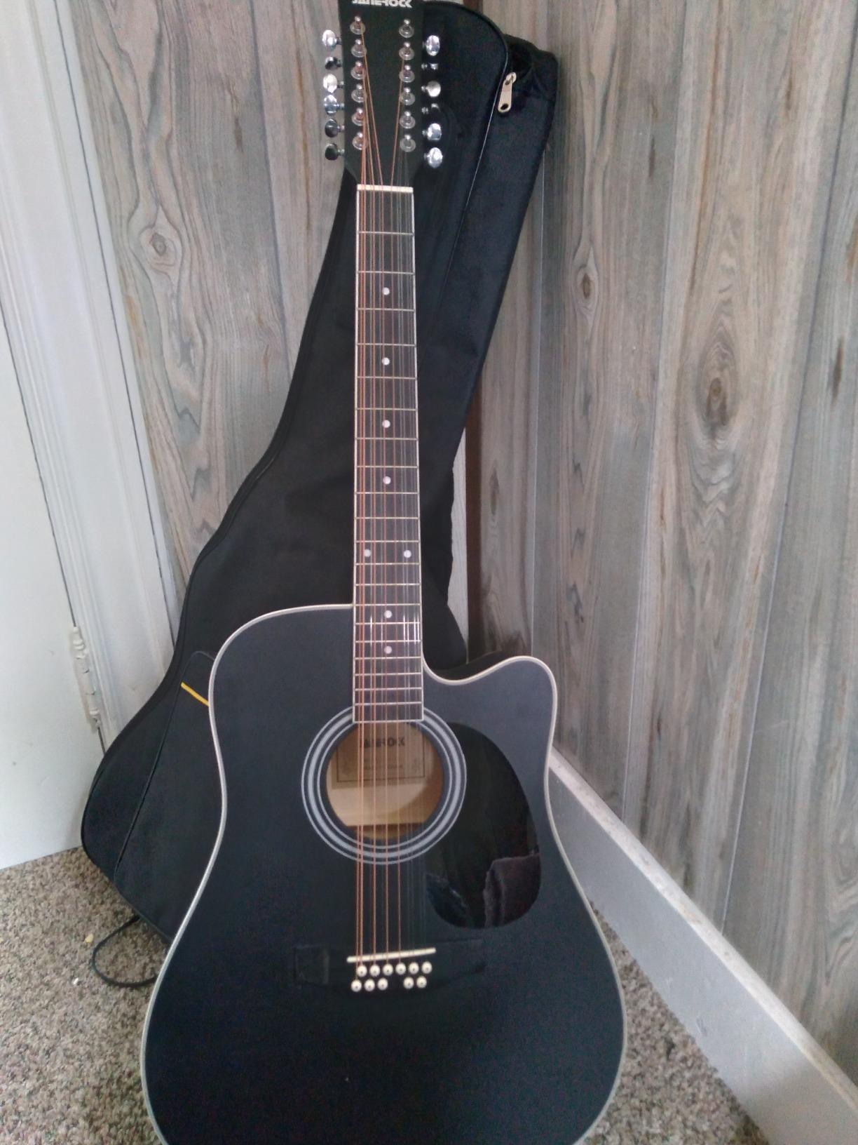 Janerock 12 String Acoustic Guitar Cutaway, Adjustable Truss Rod Full Size Bundle with Gig Bag, Tuner, Strings, Strap, Picks, Black customer photo 2