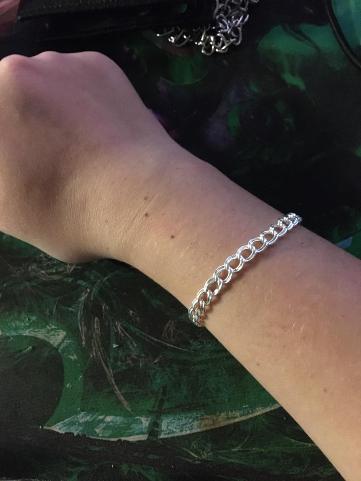 Miabella 925 Sterling Silver Italian Double Curb Charm Link Bracelet customer photo 1