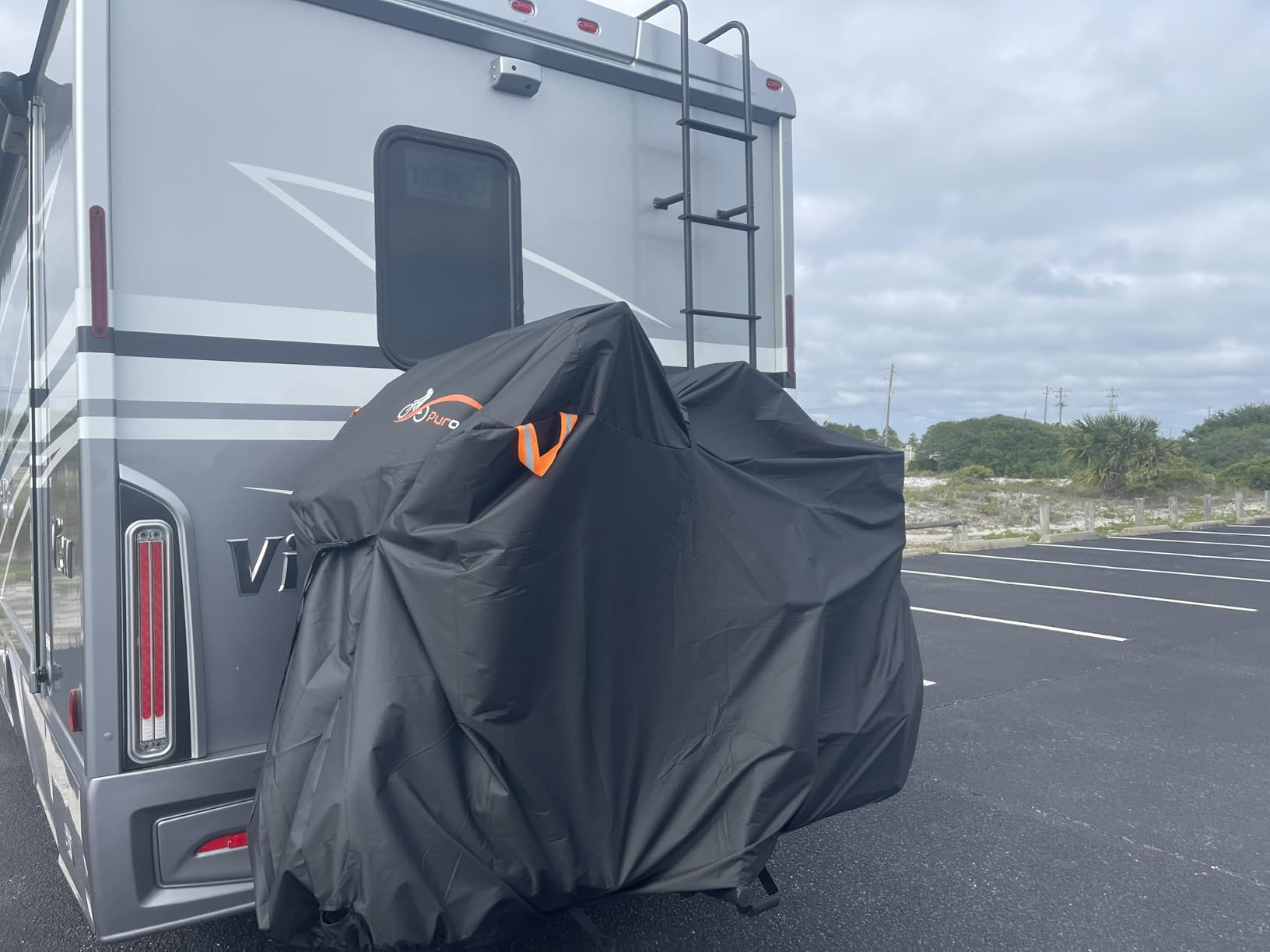 Puroma Motorcycle Cover Heavy Duty Scooter Cover Waterproof Outdoor All Season Universal Weather Quality Protection with Night Reflective, Lock Holes and Storage Bag Fits up to 105