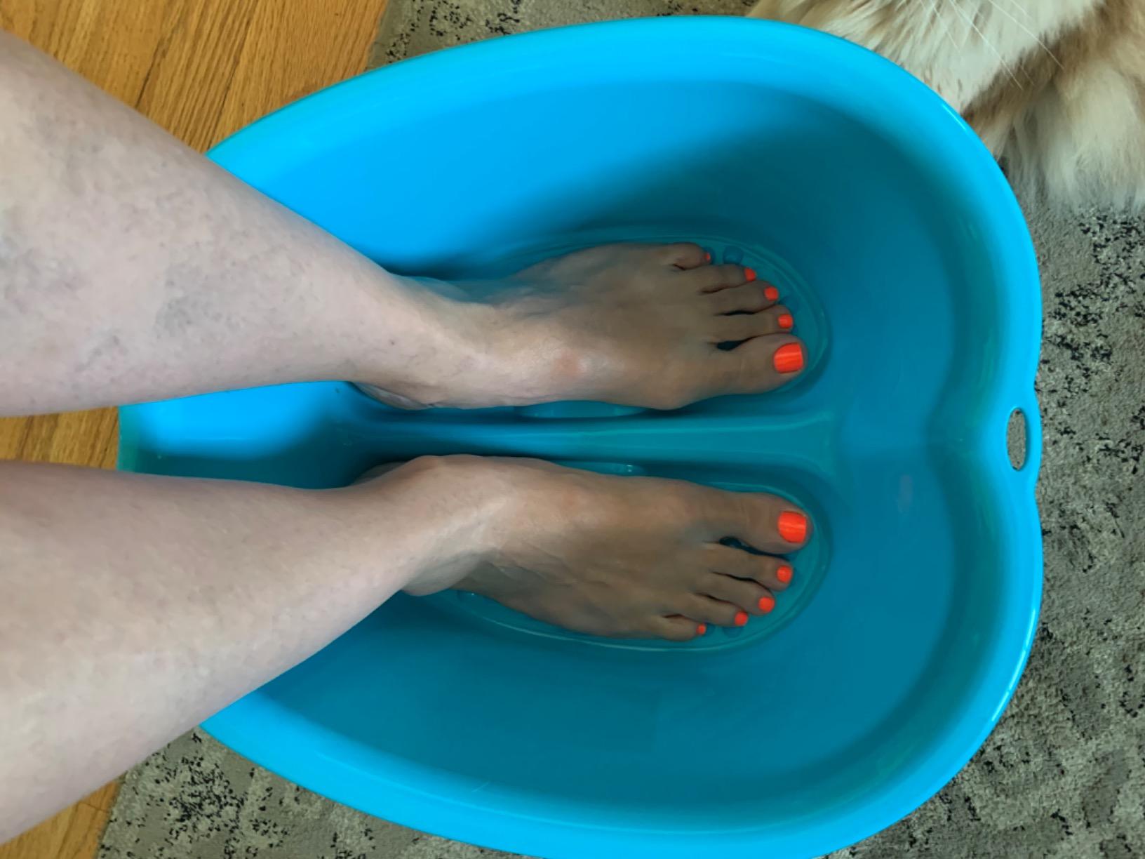 AllSett Health Foot Soaking Bath Basin - Large Size for Soaking Feet, Pedicure and Massager Tub for at Home Spa Treatment, Callus, Fungus, Dead Skin Remover, Blue customer photo 2