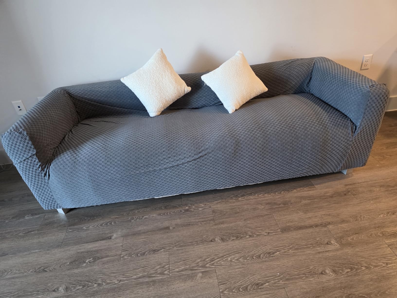 YEMYHOM Couch Cover Latest Jacquard Design High Stretch Sofa Covers for 3 Cushion Couch, Pet Dog Cat Proof Slipcover Non Slip Magic Elastic Furniture Protector (Sofa, Light Gray) customer photo 1