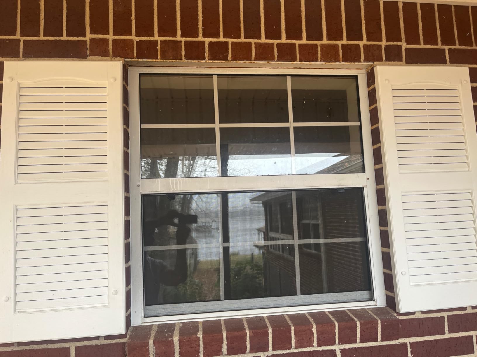 Polaris Homeside Open Louver Vinyl Shutters (1 Pair) 14-1/2in. x 59in. - 930 White customer photo 2