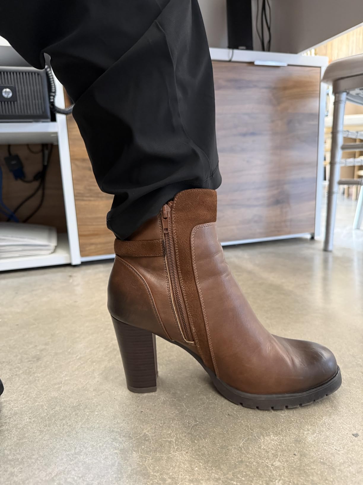 Women's Ankle Boots Side Zip Chunky Stacked Heel Booties with Wide customer photo 1