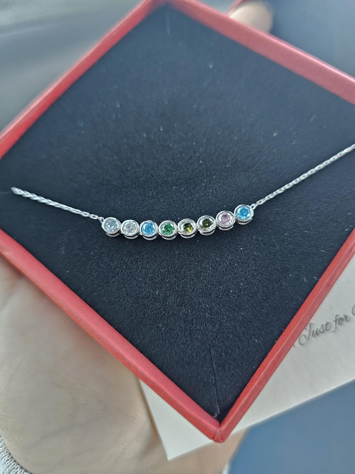 925 Sterling Silver Birthstone Necklace for Women - Personalized Dainty Necklace, Gift for Mom, Grandma, or Her, Birthday Gift, Birthstone Jewelry for Women customer photo 1