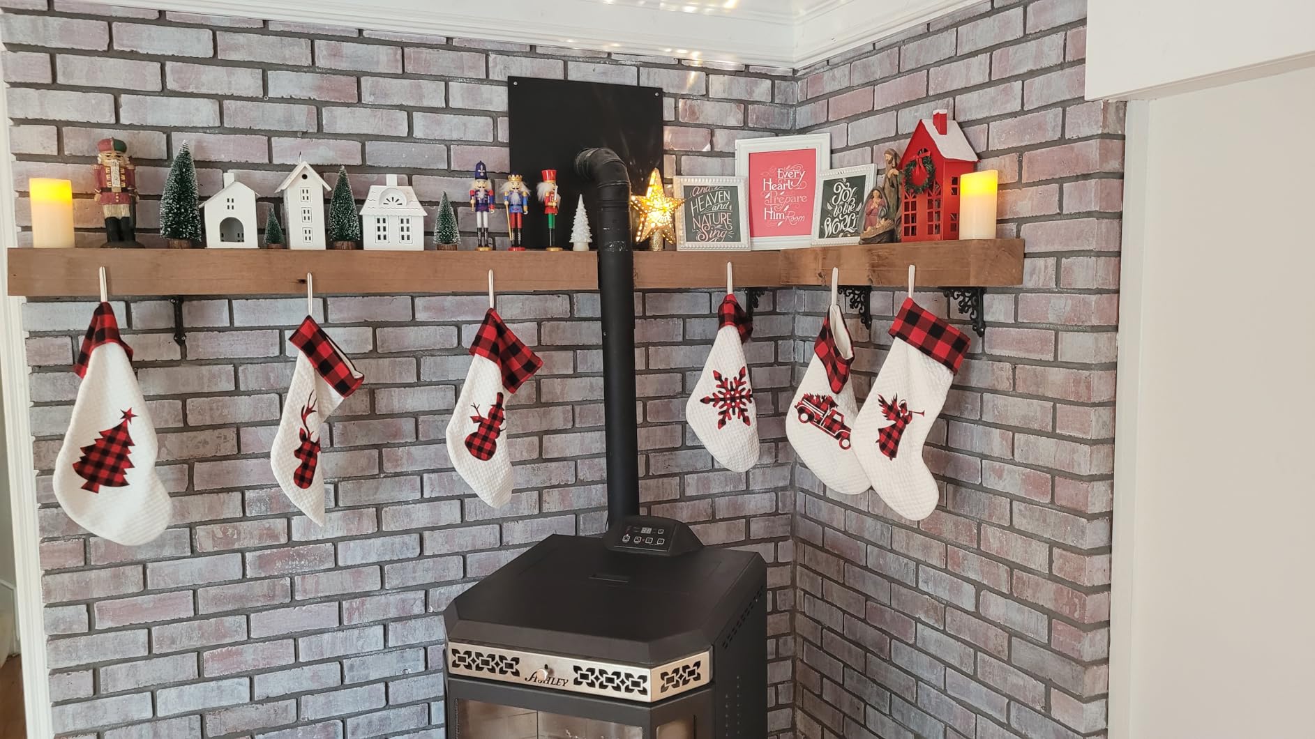 LUBOT Set of 6 Christmas Stocking(20inch) Silhouette Buffalo Red Plaid/Rustic/Farmhouse/Country Cotton Fireplace Hanging Xmas Stockings Decorations for Family Holiday Season Decor customer photo 1