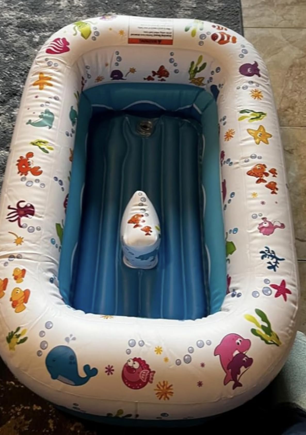 Mommy's Helper Inflatable Under The Sea Baby Bathtub, Collapsible Safe Baby Bath Tub with Anti-Sliding Saddle Horn Seat, Must Have Travel Toddler Bath, Portable Bathtub Recommended Months 6 to 24 customer photo 1