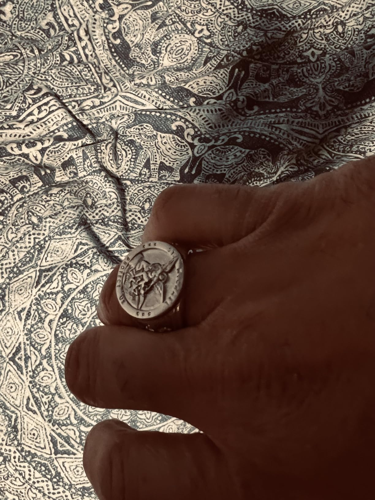 HZMAN St. Michael Archangel Stainless Steel Amulet Ring, Waterproof customer photo 2