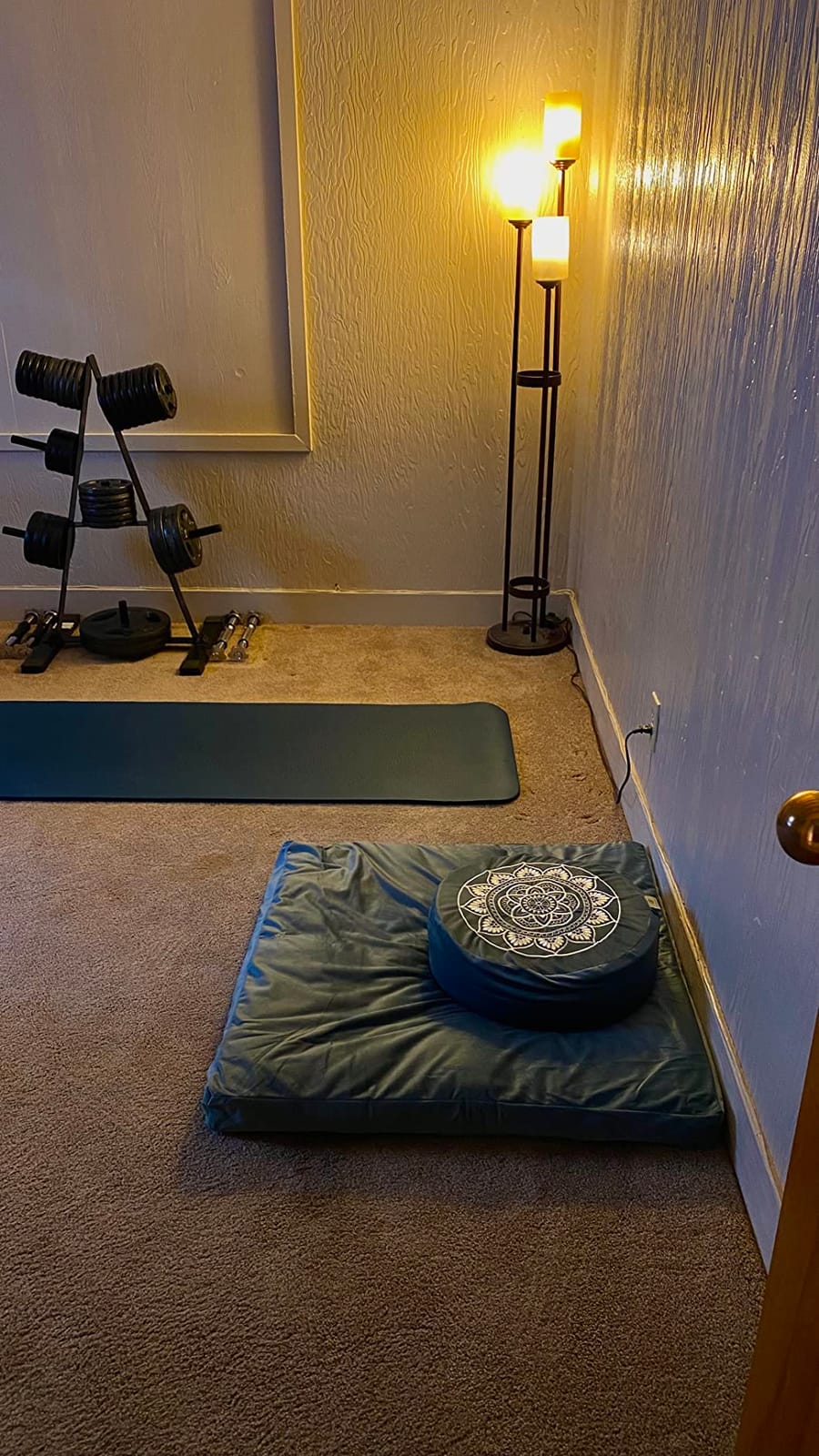 Florensi Meditation Cushion Velvet Floor Pillow with Buckwheat Fill | Buckwheat-filled meditation cushion with soft velvet cover for supportive seating during meditation and yoga customer photo 1