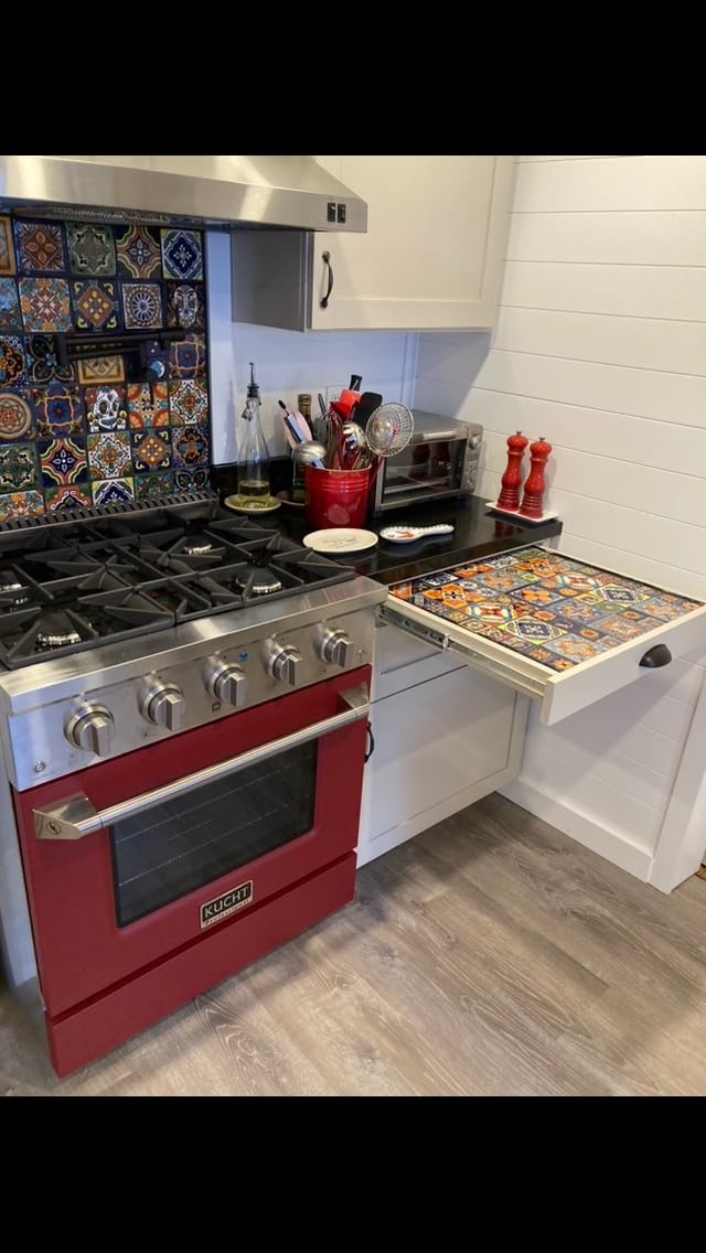 COLOR Y TRADICIN 25 Mixed Color Mexican Talavera Tiles, 4x4 Square, 25 Pieces, Geometric Pattern, Painted Finish, Not Water Resistant, Perfect for Walls, Countertops, Backsplash customer photo 1