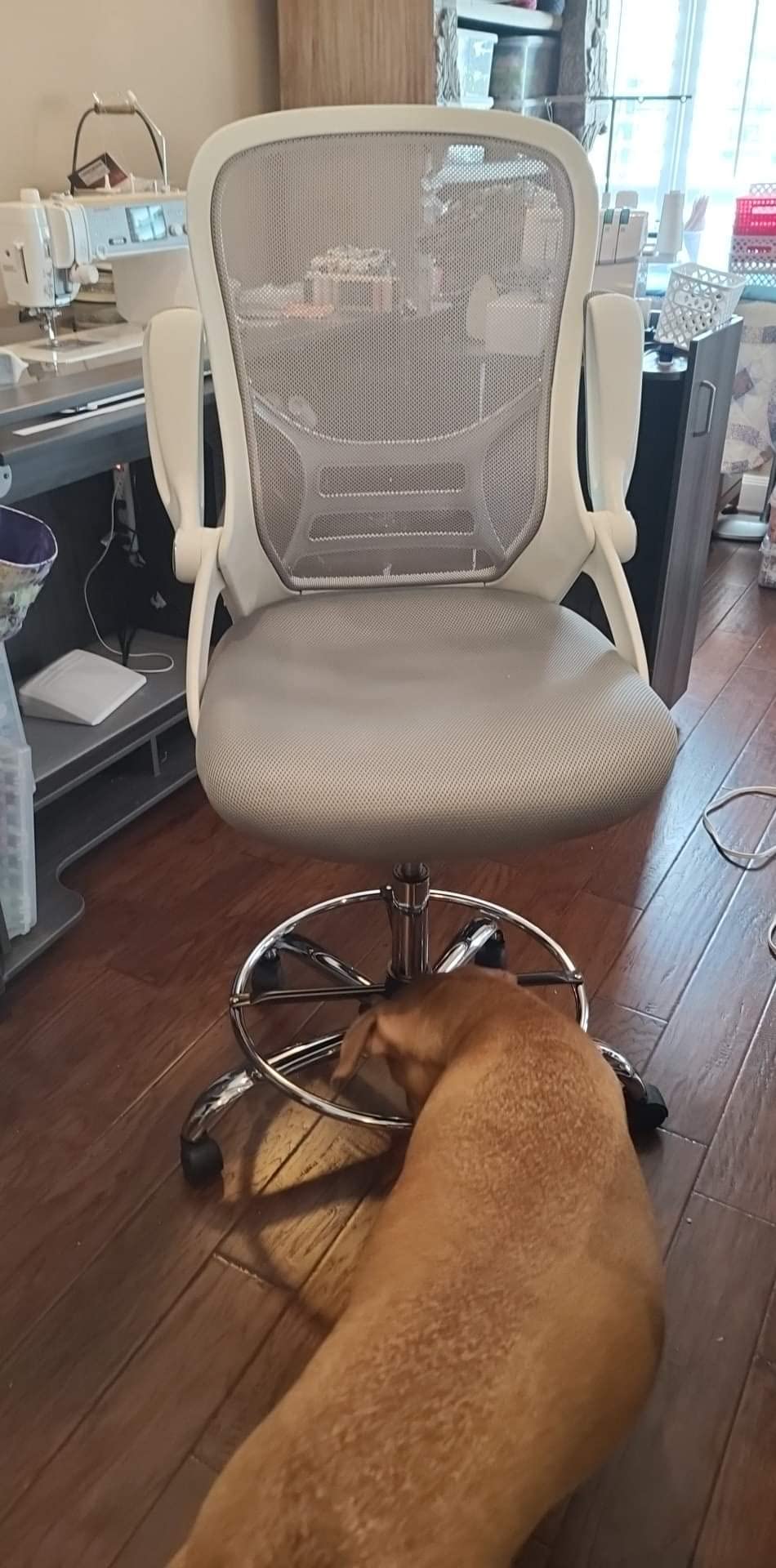 HYLONE Drafting Chair Tall Office Chair High-Back Mesh Standing Desk Stool with Adjustable Footrest Ring and Flip-Up Arms Black customer photo 1