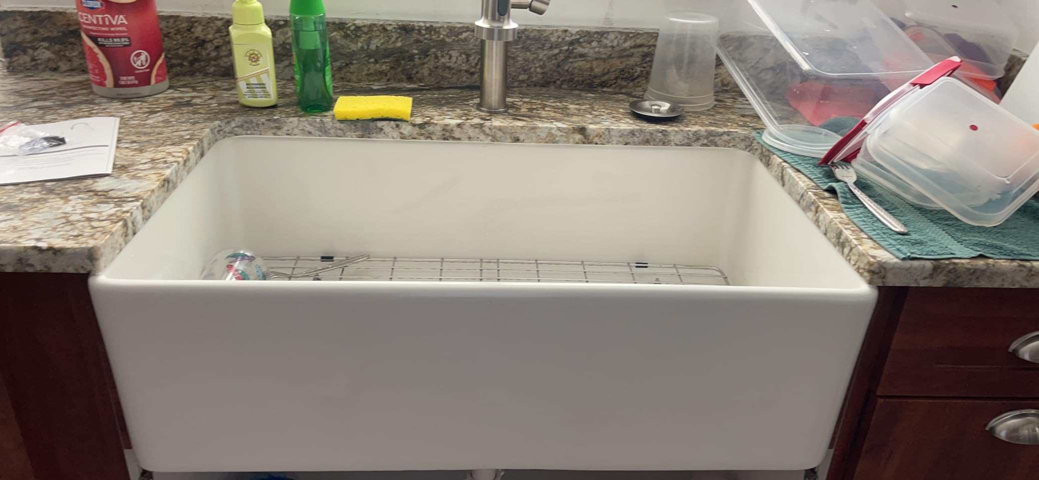 Sarlai 33 White Farmhouse Sink - 33 Inch White Kitchen Sink Curved Apron Front Ceramic Porcelain Fireclay Single Bowl Farm Sinks Basin customer photo 1
