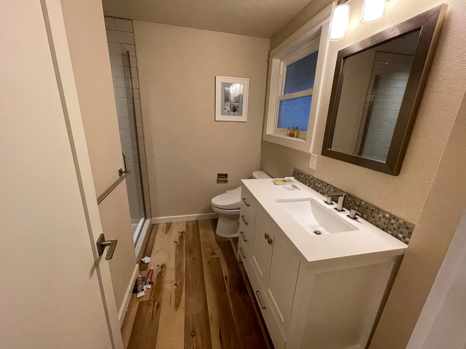 ARIEL Cambridge 60-inch Bathroom Vanity with Sink, Solid Wood, 1.5-inch Pure White Quartz Countertop & Backsplash, Double Rectangular Porcelain Sink, 4 Soft Closing Doors, 6 Dovetail Drawers, White customer photo 2