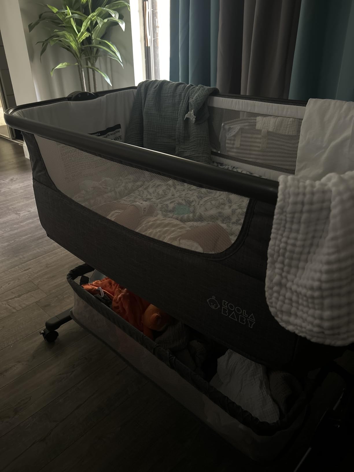 KoolerThings Baby Bassinet, Bedside Sleeper for Baby, Easy Folding Portable Crib with Storage Basket for Newborn, Bedside Bassinet, Comfy Mattress/Travel Bag Included (Bassinet) (Grey) customer photo 1