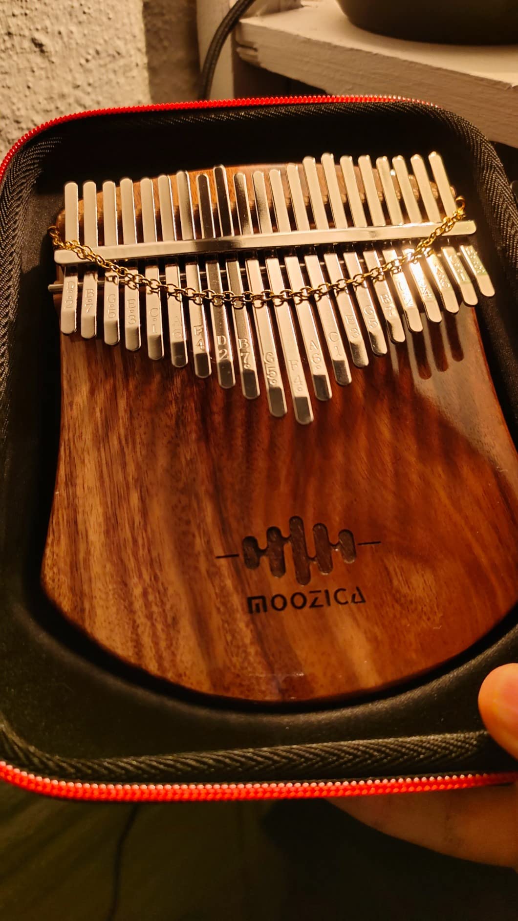 MOOZICA 21 Keys Solid Koa Kalimba Thumb Piano, Single Solid Wood Flat-board Professional Kalimba Marimba with Learning Instruction and High Performance Carrying Case (Acacia Koa, 21-Key) customer photo 2