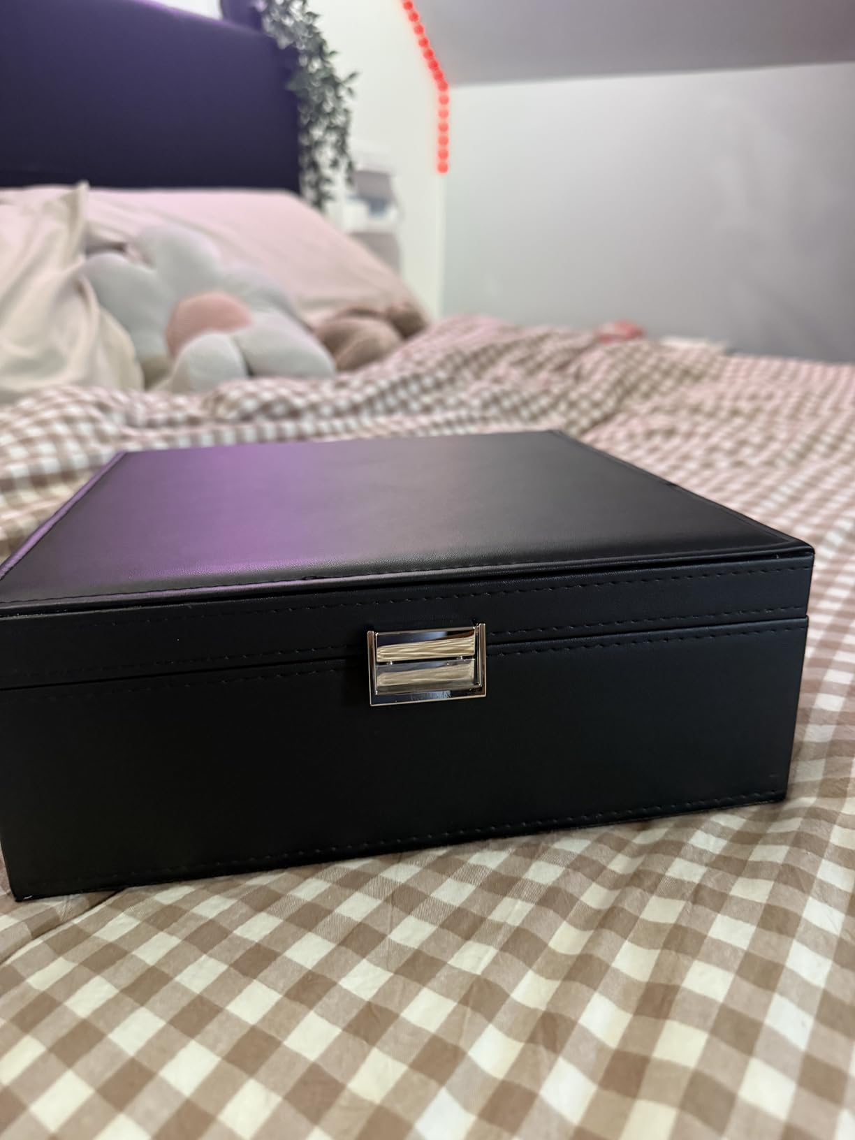 ProCase 2 Layers Jewelry Box for Women -Black | Large Leather Jewelry Organizer Storage Case with Removable Pad for Earrings customer photo 1