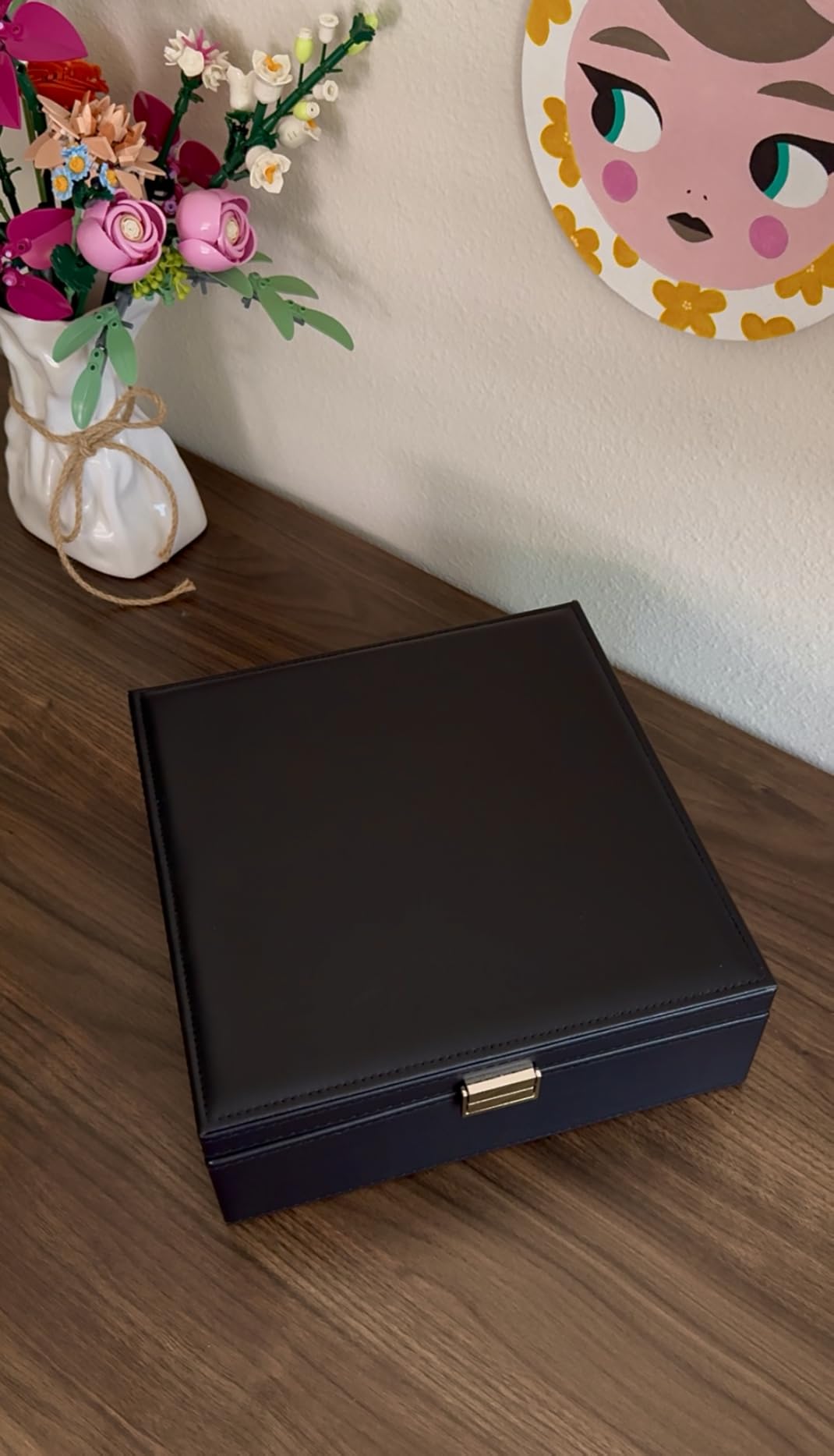 ProCase 2 Layers Jewelry Box for Women -Black | Large Leather Jewelry Organizer Storage Case with Removable Pad for Earrings customer photo 2