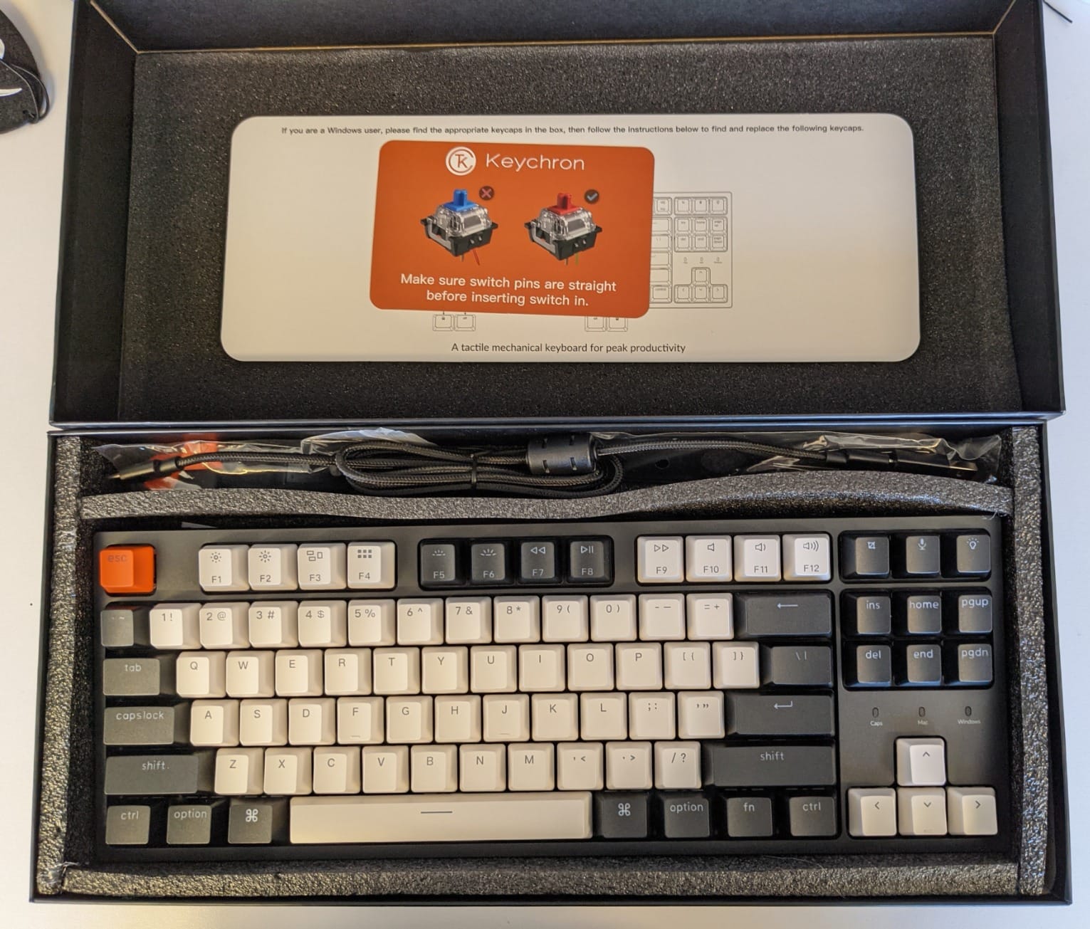 Keychron C1 Hot-swappable Wired Mechanical Computer Keyboard with Gateron G Pro Brown Switch/Double-Shot ABS Keycaps/White Backlight/USB Type-C Cable, Tenkeyless 87 Keys for Mac Windows PC customer photo 1