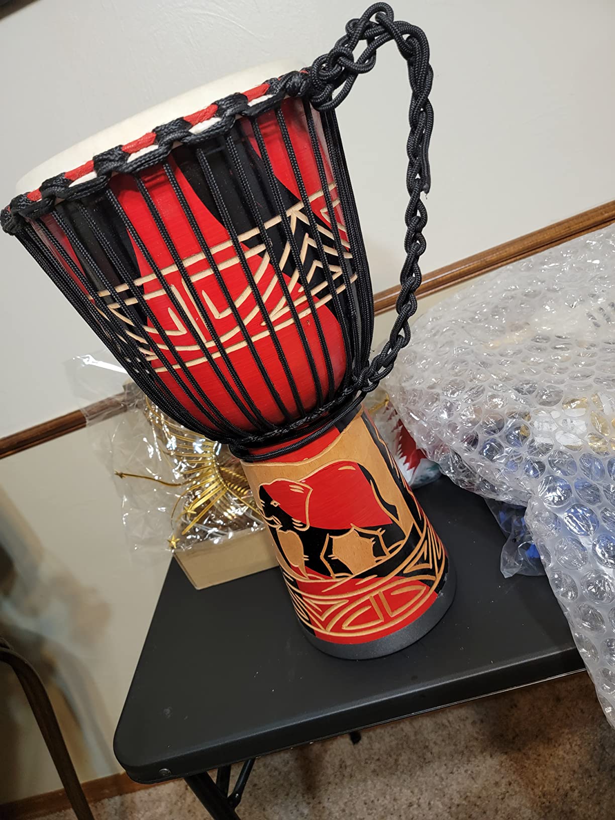 Djembe Drum, AKLOT African Drum Hand-Carved 8 inches Mahogany Goatskin Drumhead for Adults Starter Beginners customer photo 2