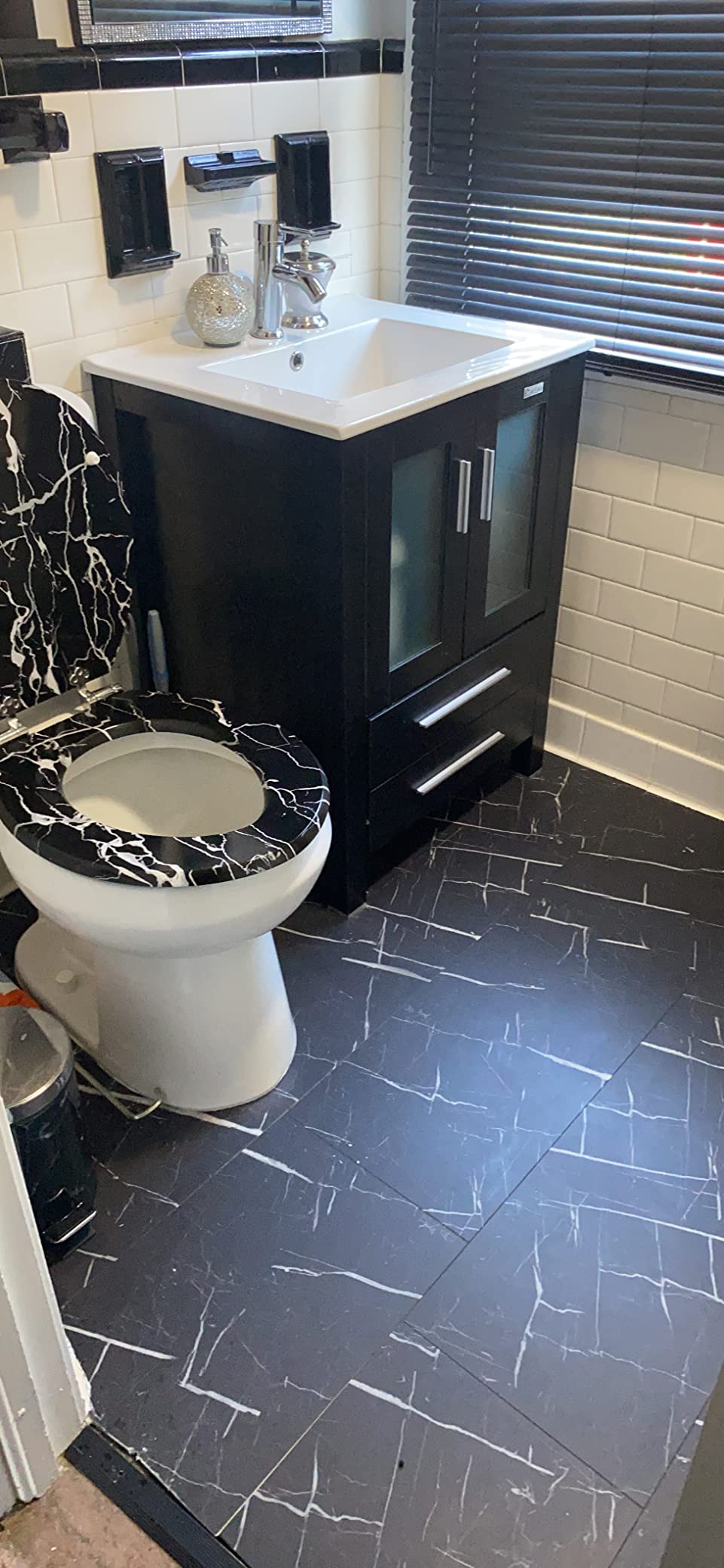 LUCiDA SURFACES Luxury Vinyl Flooring Tiles-Interlocking Flooring for DIY Installation-8 Stone-Look Planks-Nero Marquina-TerraCore-16 Sq. Feet, Box of 8 Tiles customer photo 2