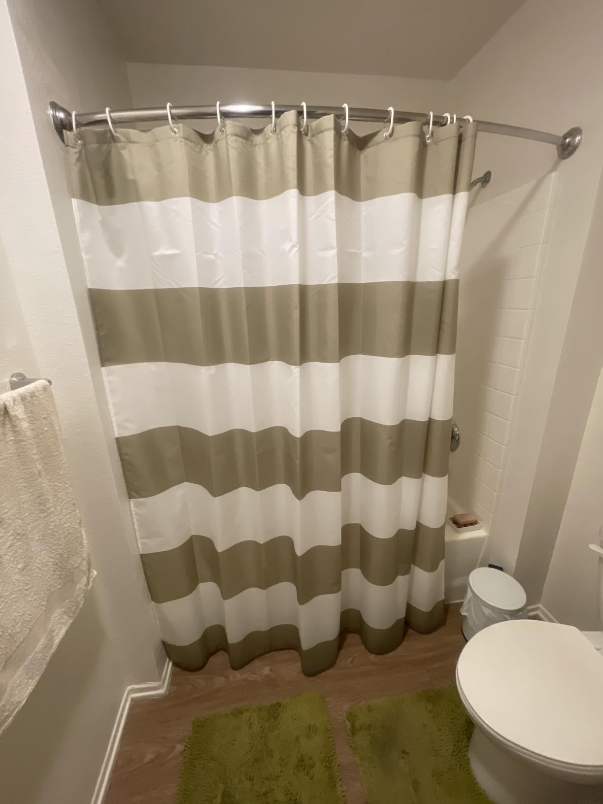 Amazon Basics Bathroom Shower Curtain, Water Resistant Fabric with Weighted Hem, Grommets & Hooks, Machine Washable, 72