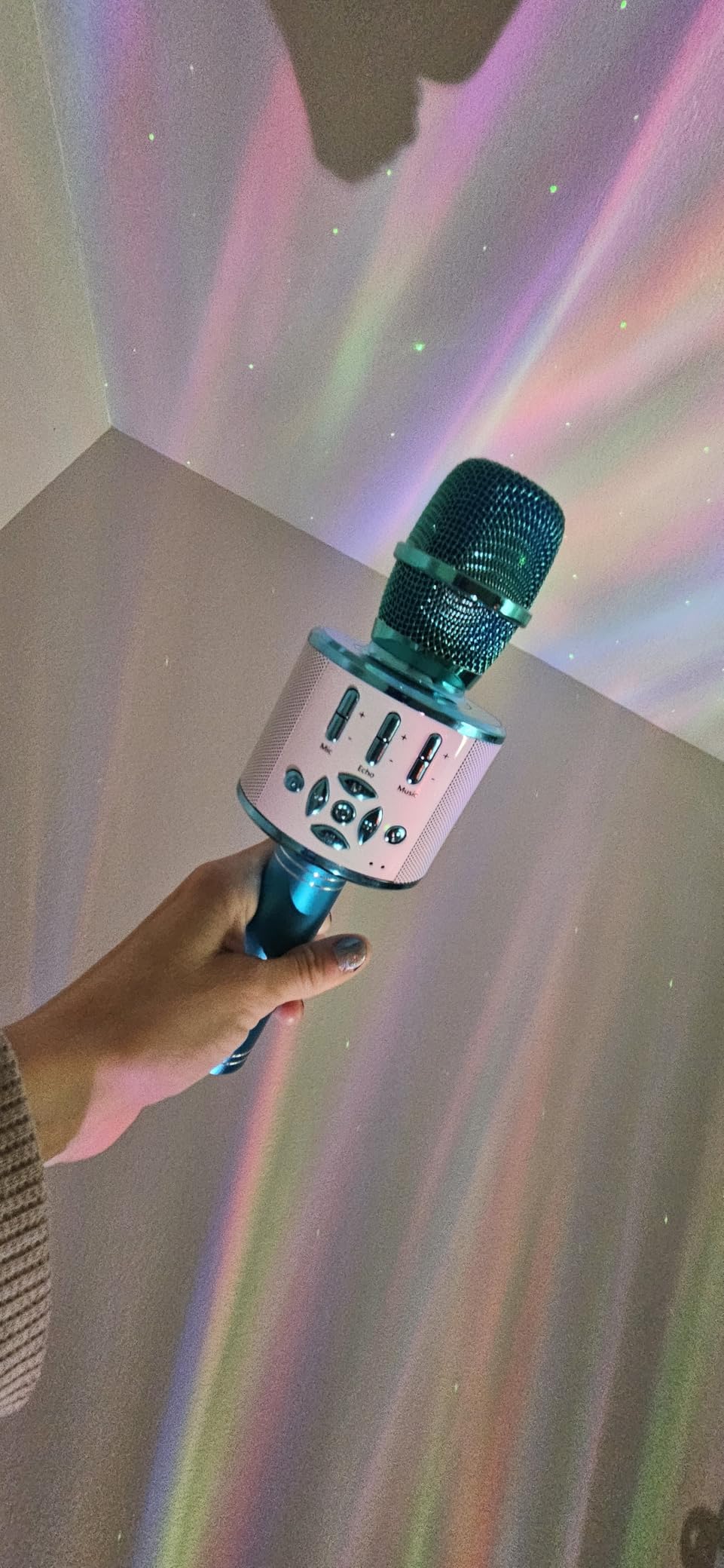 Amazmic Kids Karaoke Microphone Machine Toys for Girls Bluetooth Microphone with LED Light, Christmas Birthday Gift for Girls Boys 3-12+ Years Old (Blue) customer photo 2