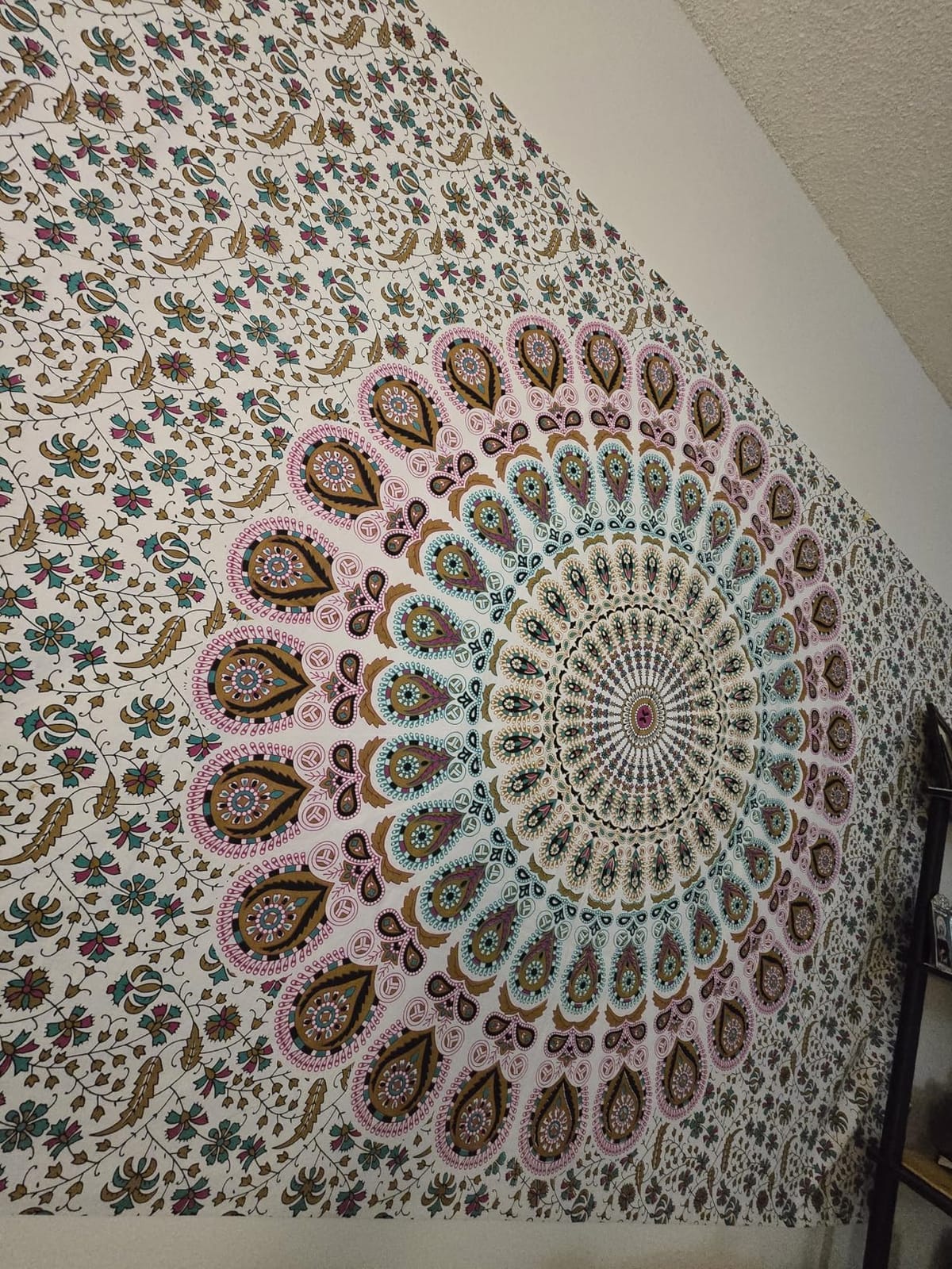 Bless International Organic Cotton Golden Blue Handmade Mandala Tapestry (54x60 inch) customer photo 2