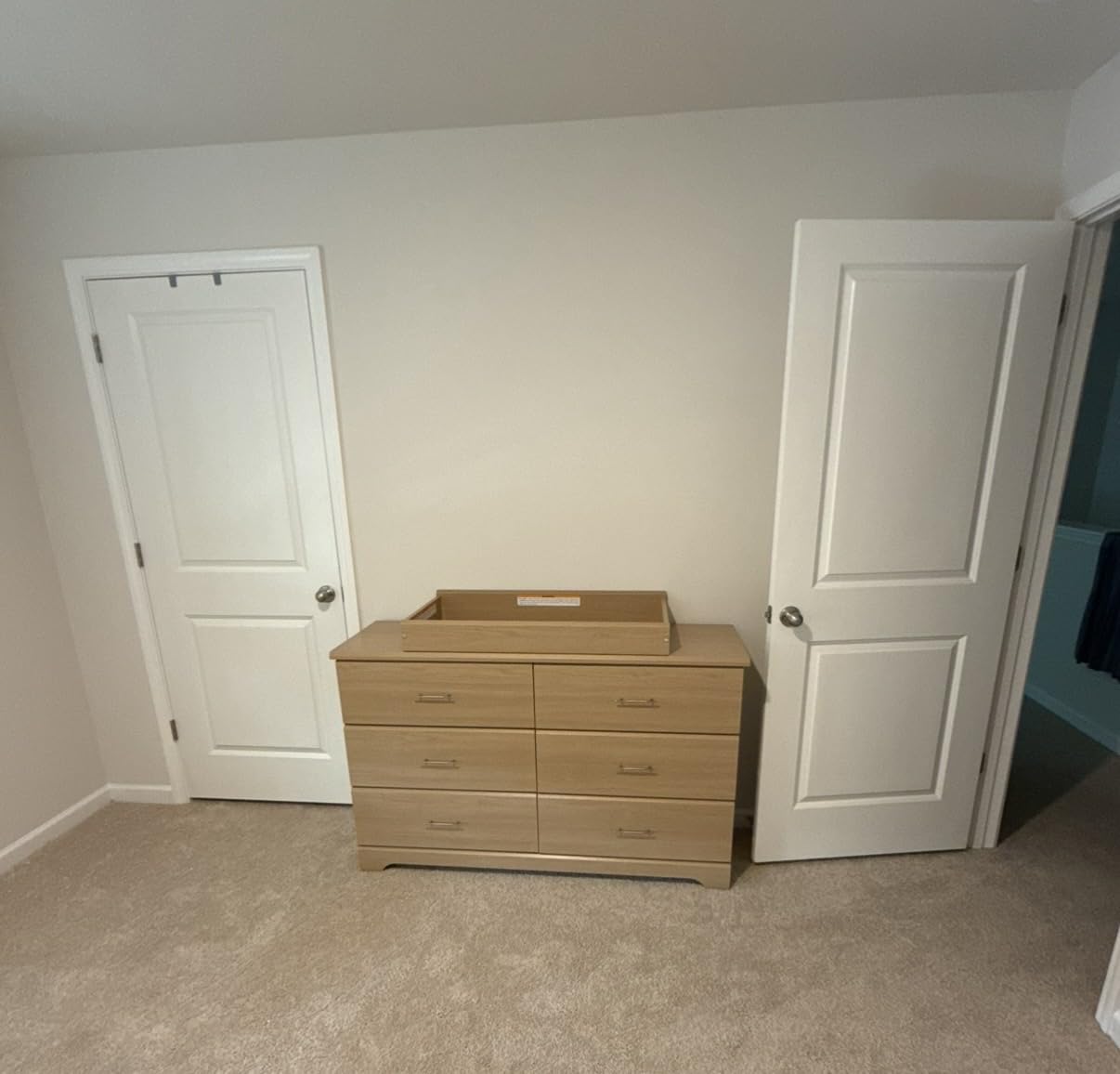 Storkcraft Brookside 2 Drawer Changing Table Dresser, White | GREENGUARD Gold Certified Baby Dresser with Removable Changing Table Topper, Includes Interlocking Drawer System customer photo 1