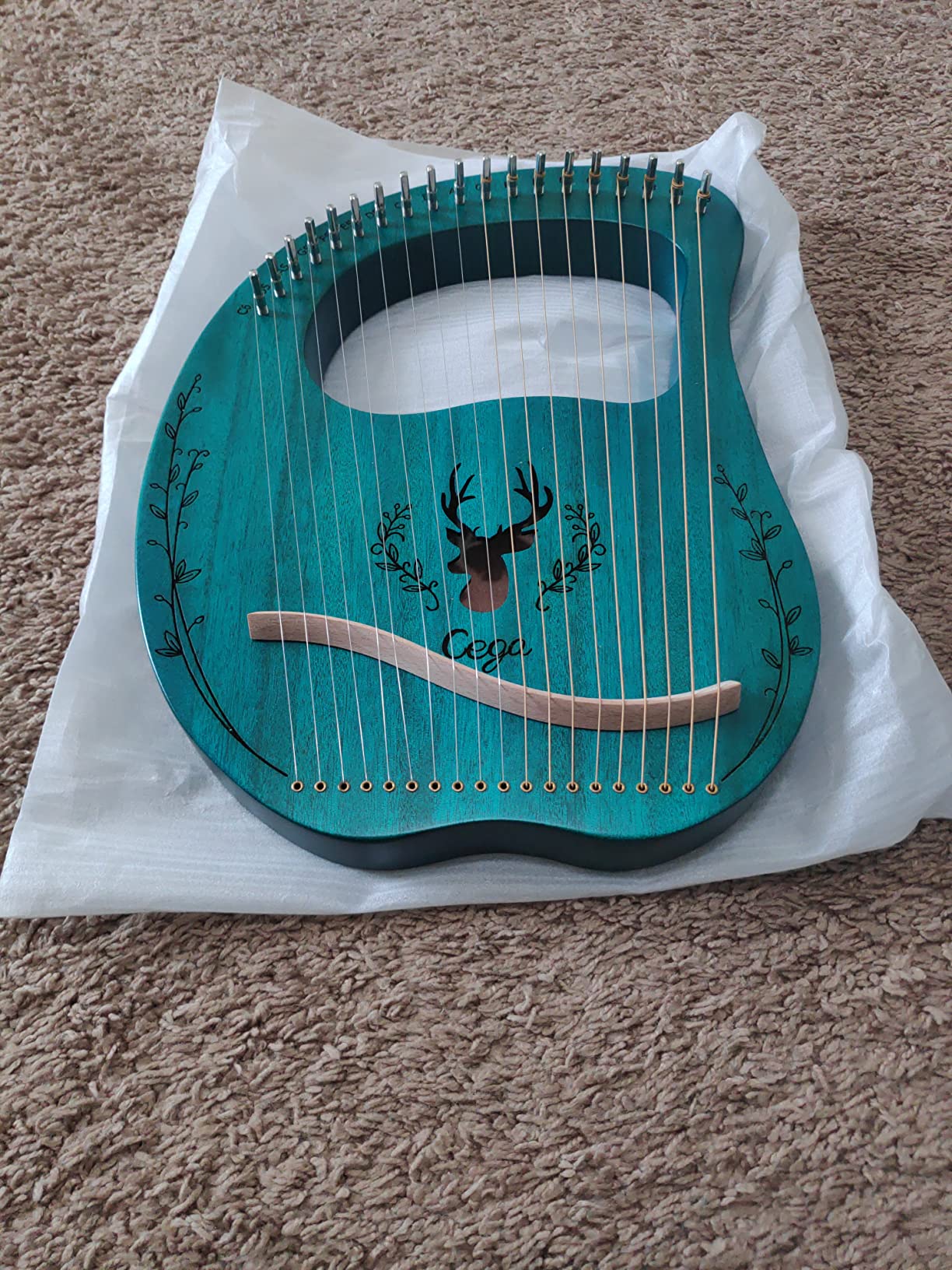 Lyre Harp, 19 Metal Strings Maple Saddle Mahogany Body Lyra Harp with Bag key included customer photo 2