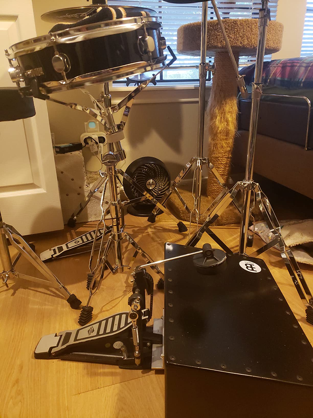 GRIFFIN 4 Piece Drum Hardware Pack (Percussion TiltPro X Edition) - Cymbal Boom & Straight Stand, Hi-Hat Pedal & Snare Mount - Lightweight Set for Gigs customer photo 1