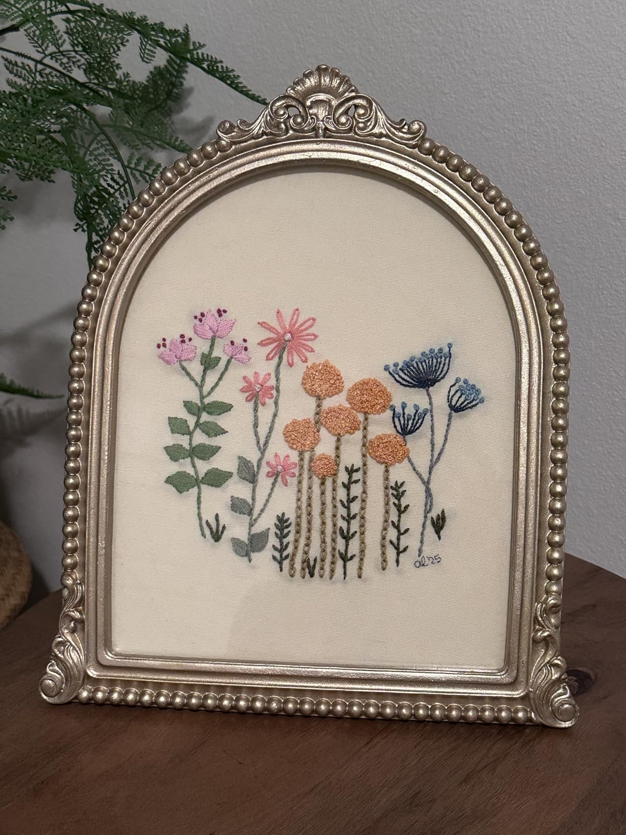 Uphome 3 Pack Embroidery Starter Kit for Beginners Stamped Cross Stitch Kits with Cute Flowers and Plants Patterns with 1 Embroidery Hoop and Color Threads for Adults Kids customer photo 1