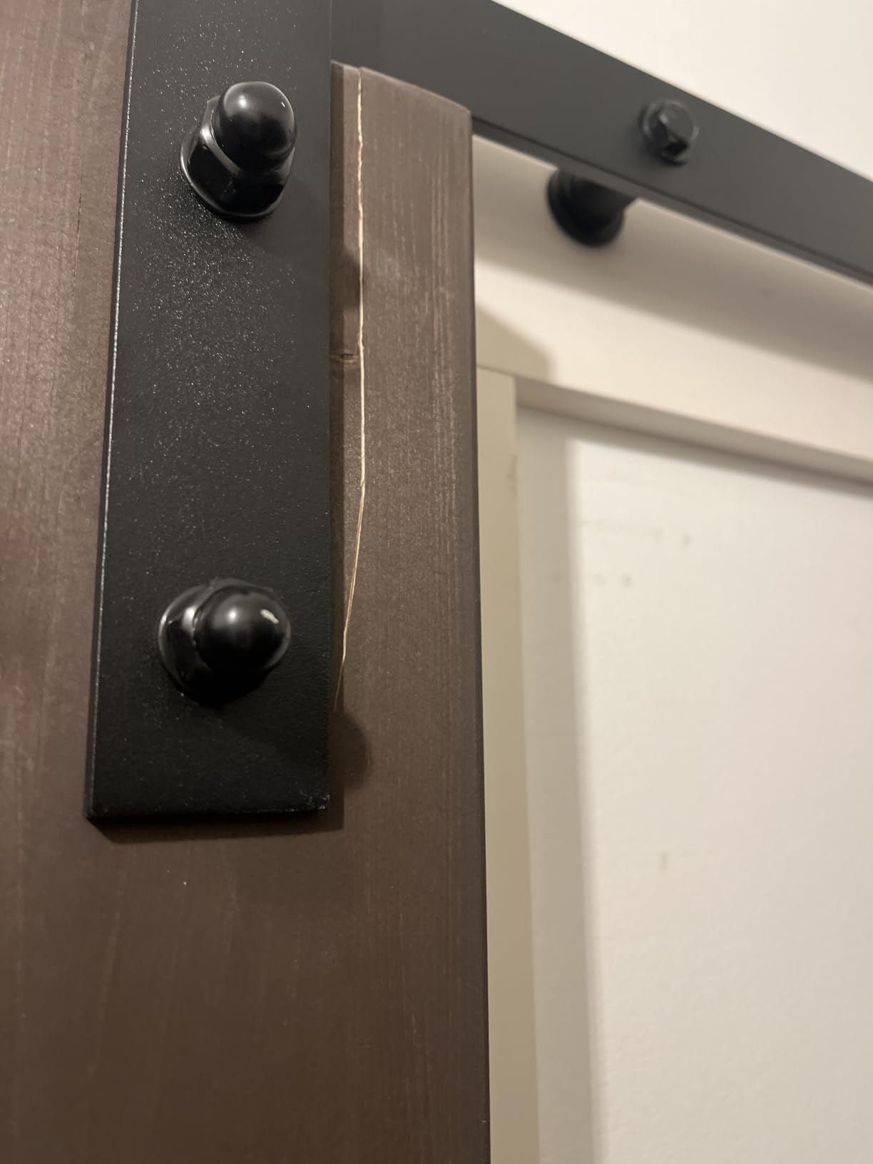 42 x 84 Brown Wood Barn Door with Hardware Included, K-Frame, Coffee | with 7ft (84inch) Hardware Track Kit and Handle, Double Surfaces, Simple Assembly is Required customer photo 1