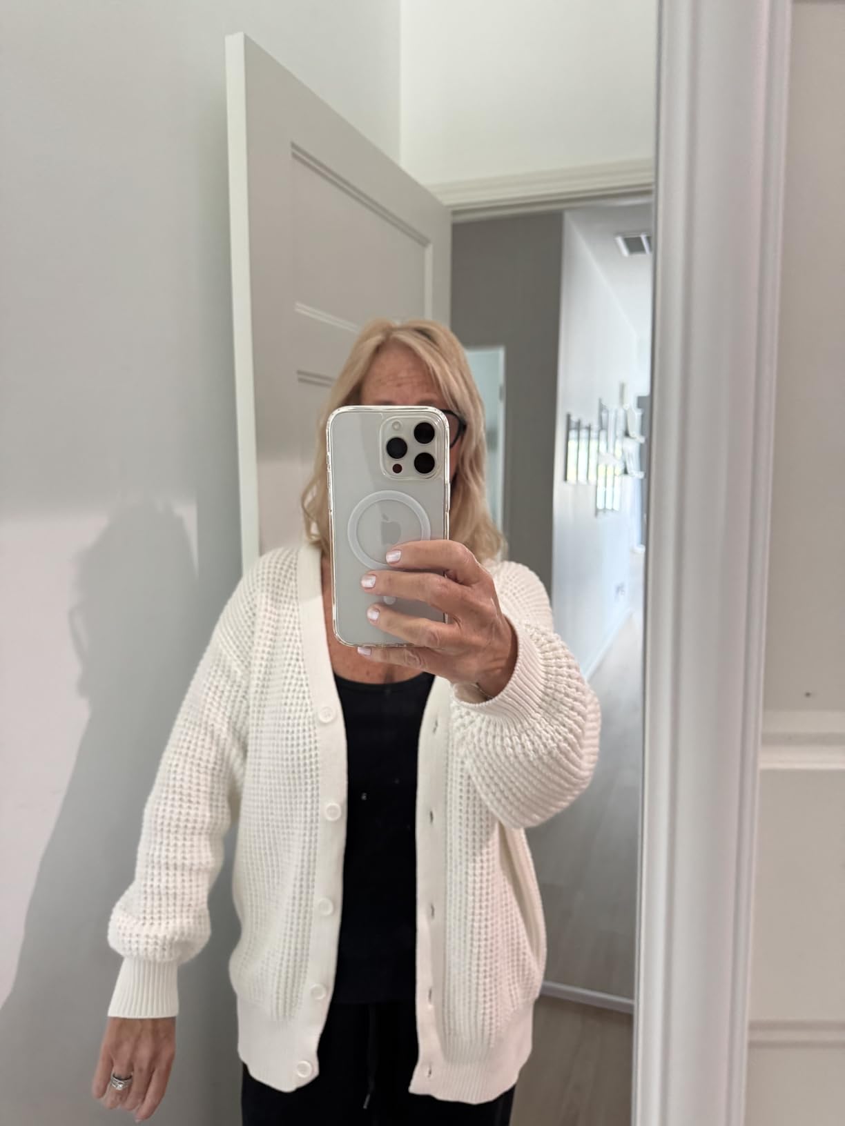 QUALFORT Women's Oversized 100% Cotton Cardigan Sweater customer photo 1