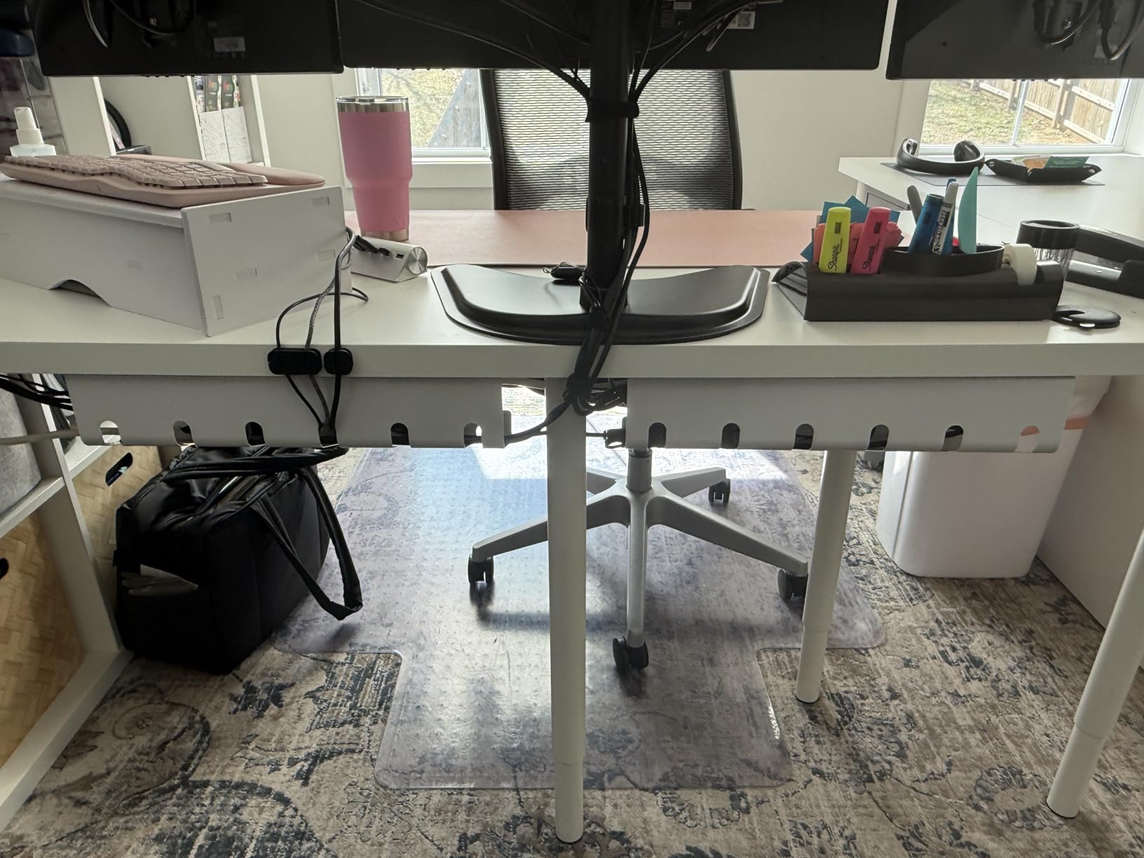 PAMO Cable Management Under Desk for Easy mounting Under-Table I Set of 2 - with 10X Cable Ties I Desk Organizer for Office/Home Office Table Thoughtful Cable Tray Holder customer photo 2