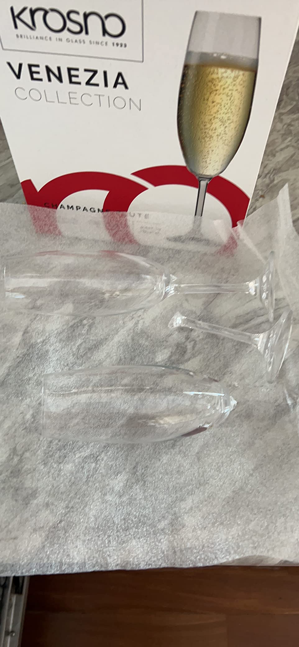 Krosno Champagne Flutes Set of 6, 6.8 oz, Venezia Collection | Drinking Glasses, Led-Free Crystal Glasses for Prosecco Sparkling Wine, Wedding Champagne Flutes, Dishwasher Safe customer photo 2
